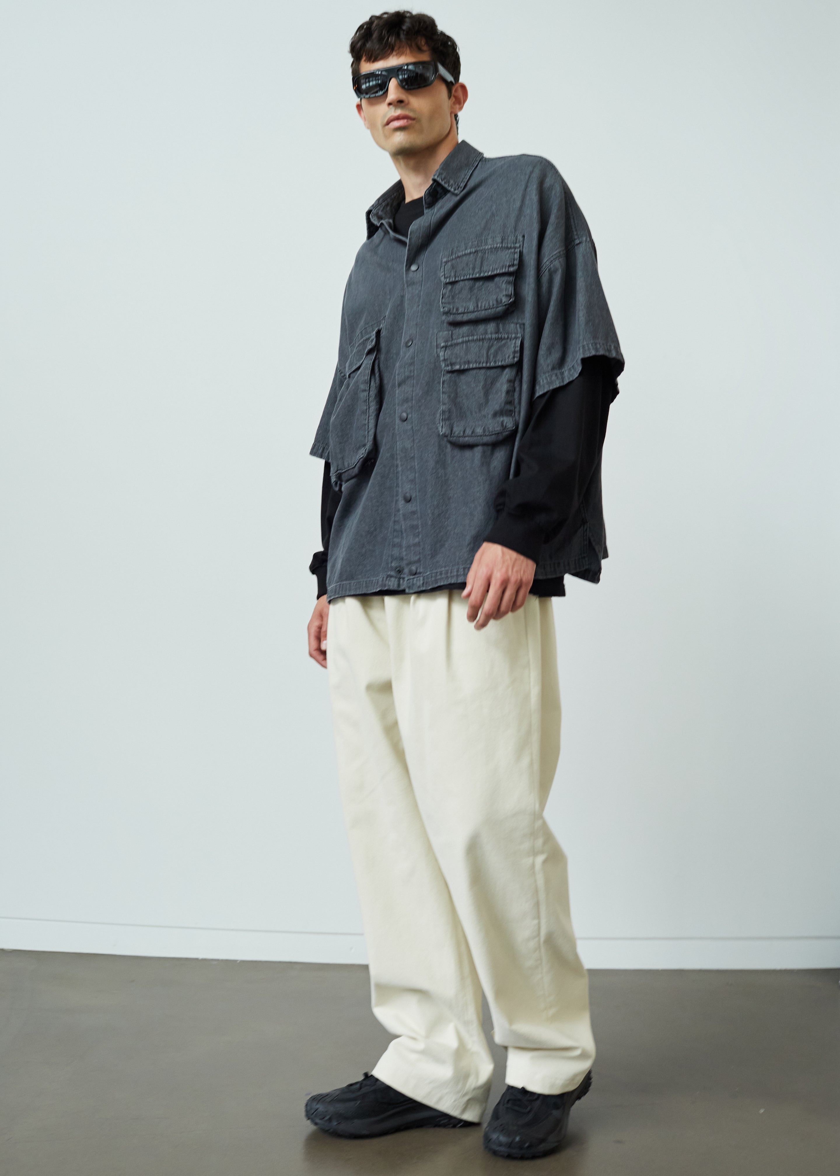 Porter Denim Cargo Shirt - Black Wash - 4