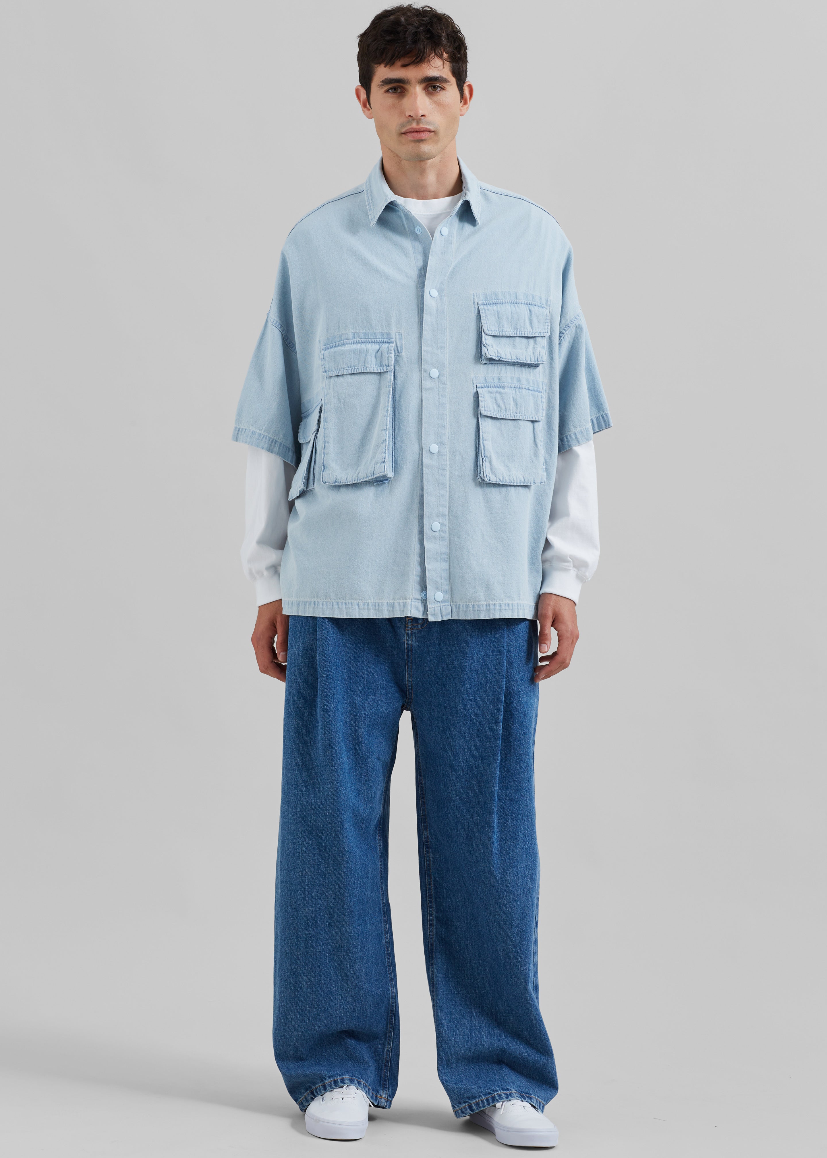 Porter Denim Cargo Shirt - Light Wash - 7