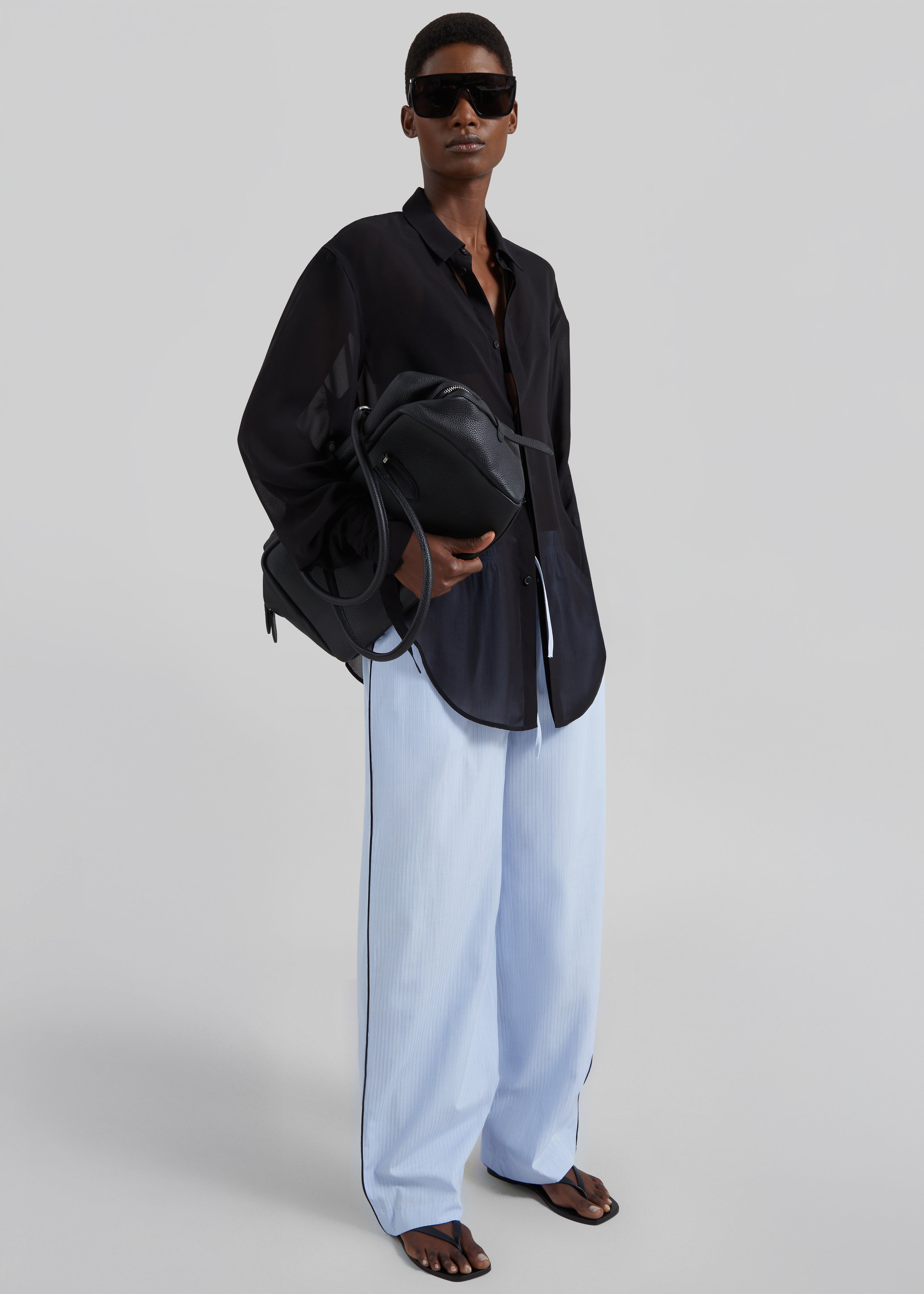 Porto Contrast Piped Pants - Blue/White Stripe - 4