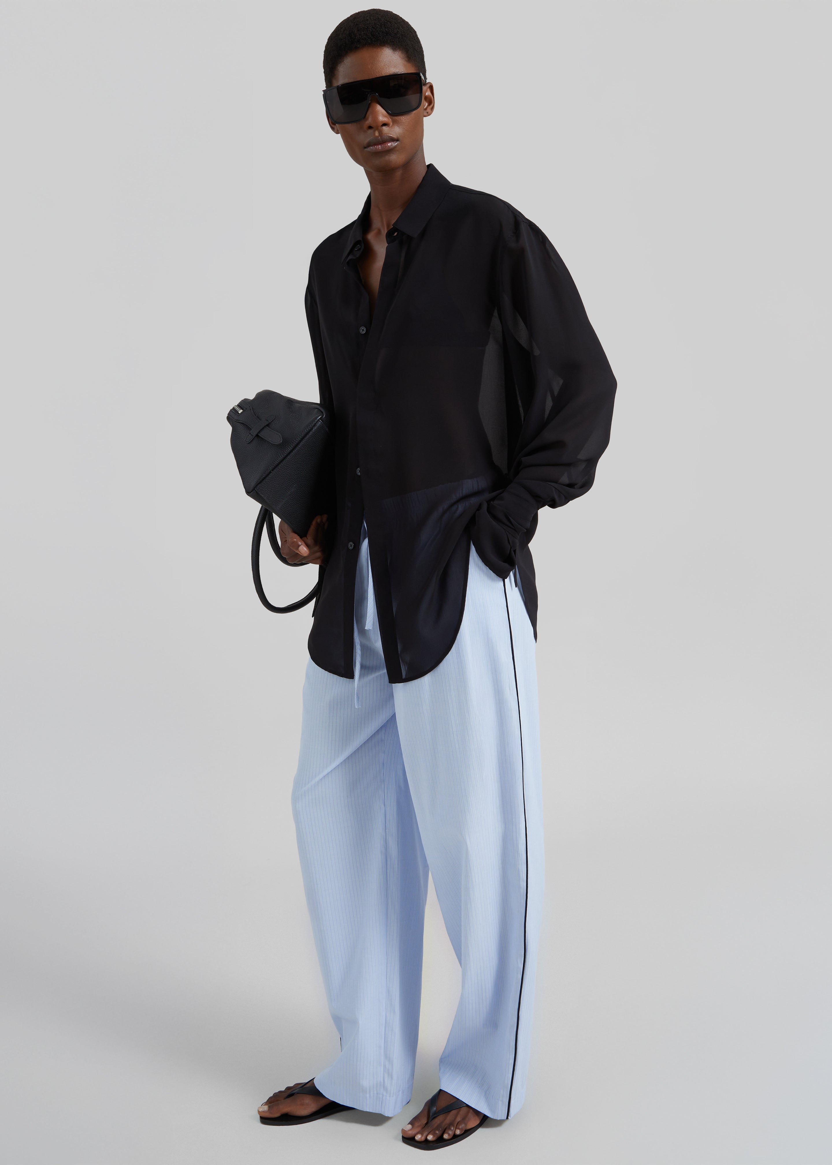 Porto Contrast Piped Pants - Blue/White Stripe - 7