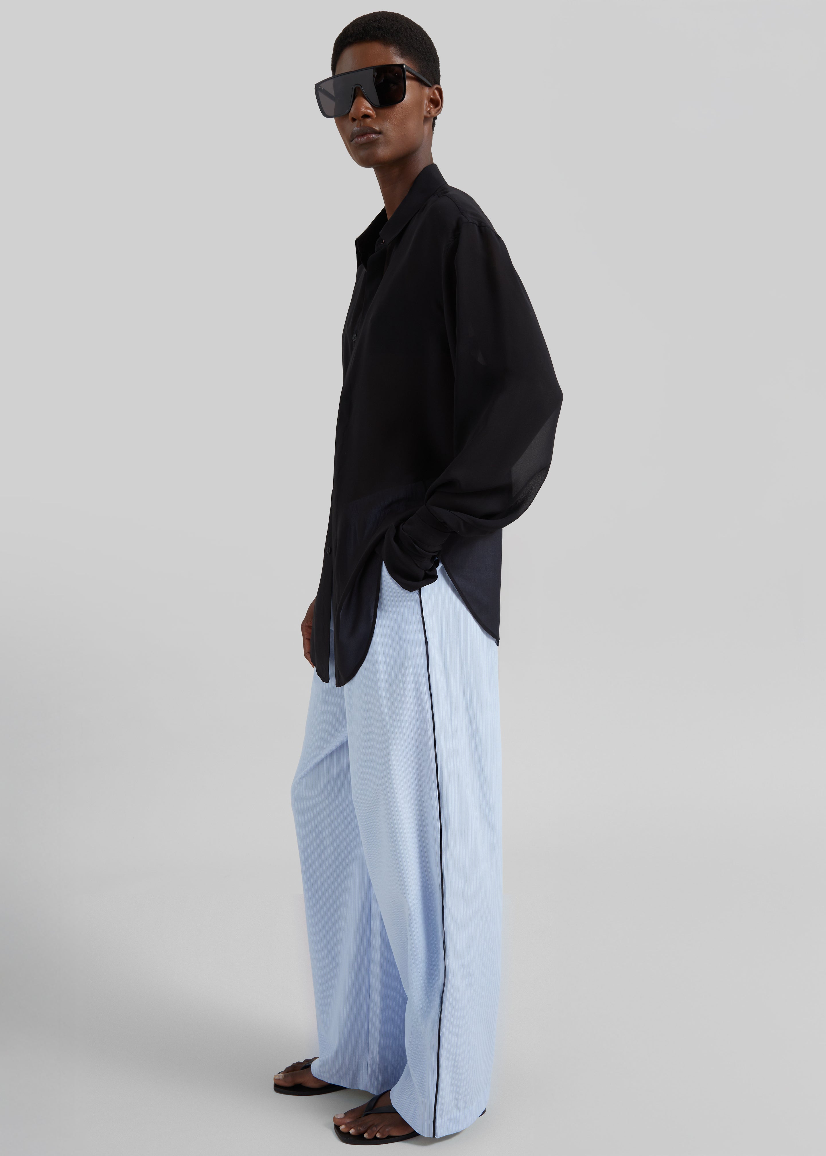 Porto Contrast Piped Pants - Blue/White Stripe - 1