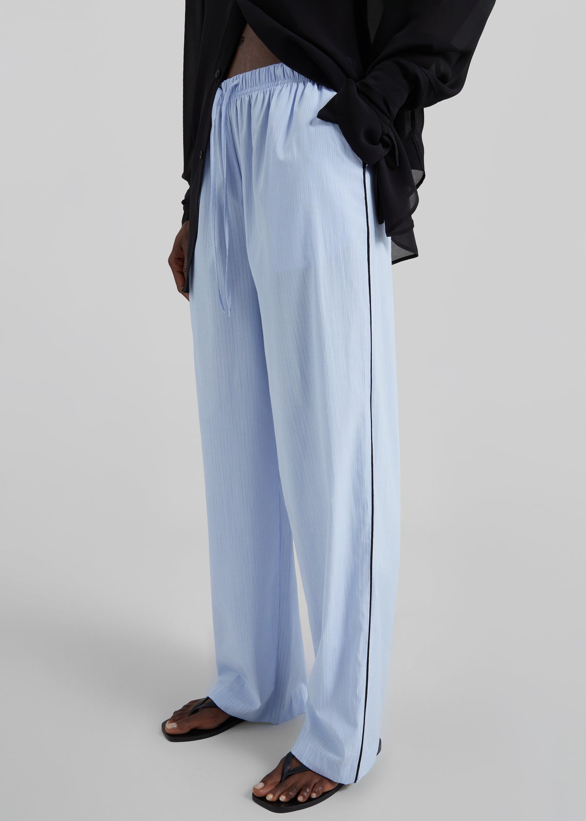 Porto Contrast Piped Pants - Blue/White Stripe - 2