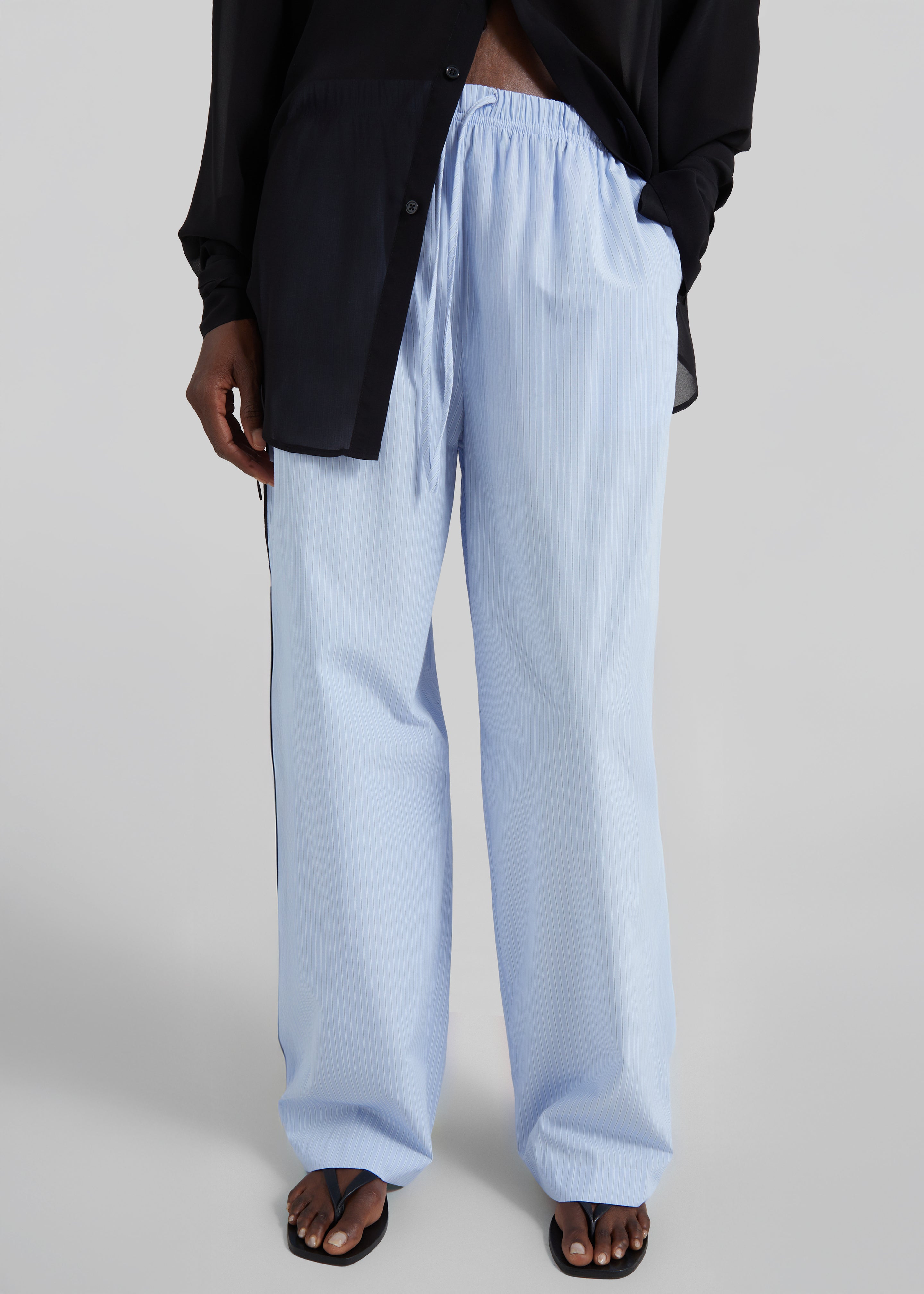 Porto Contrast Piped Pants - Blue/White Stripe - 8
