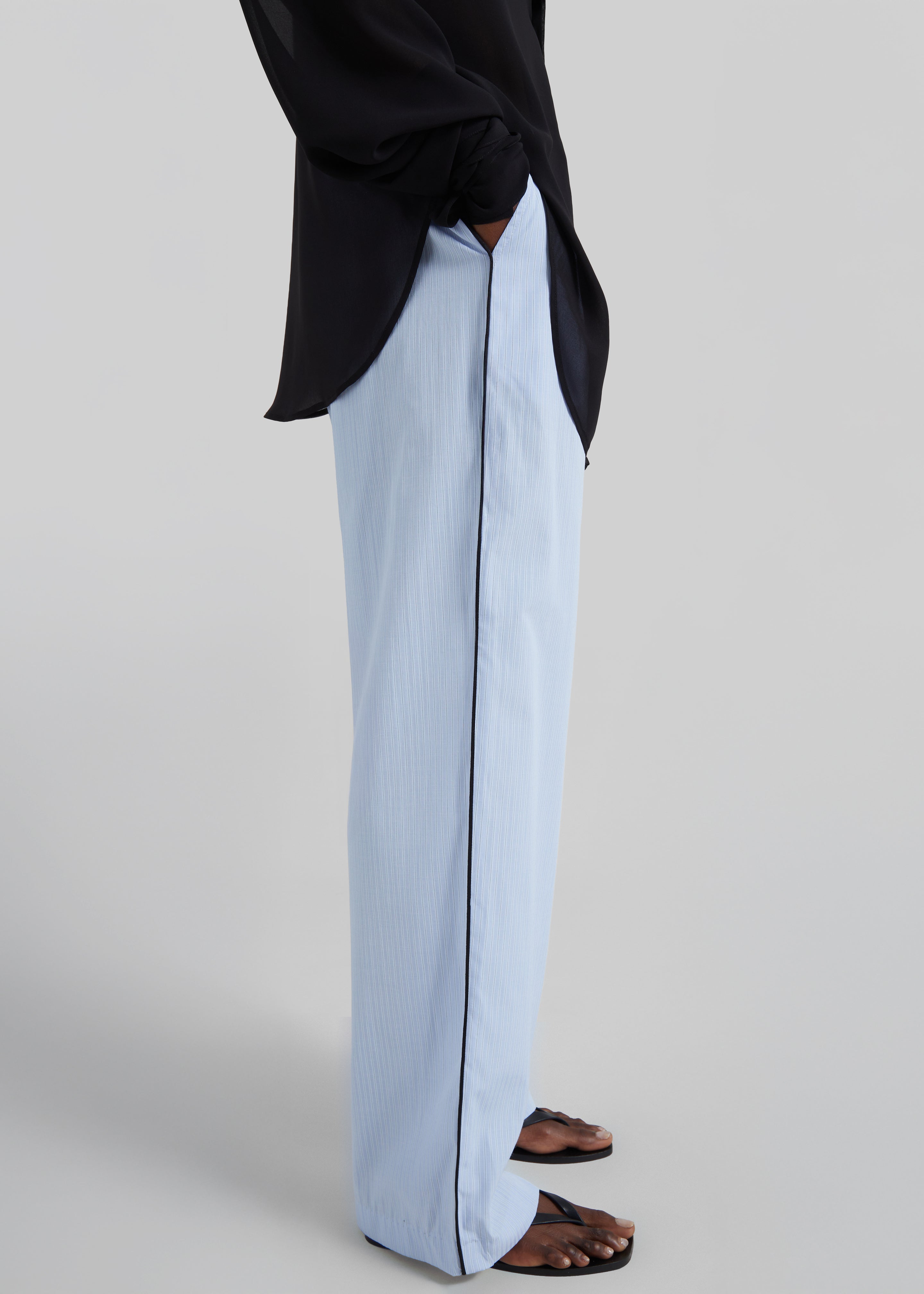 Porto Contrast Piped Pants - Blue/White Stripe - 5