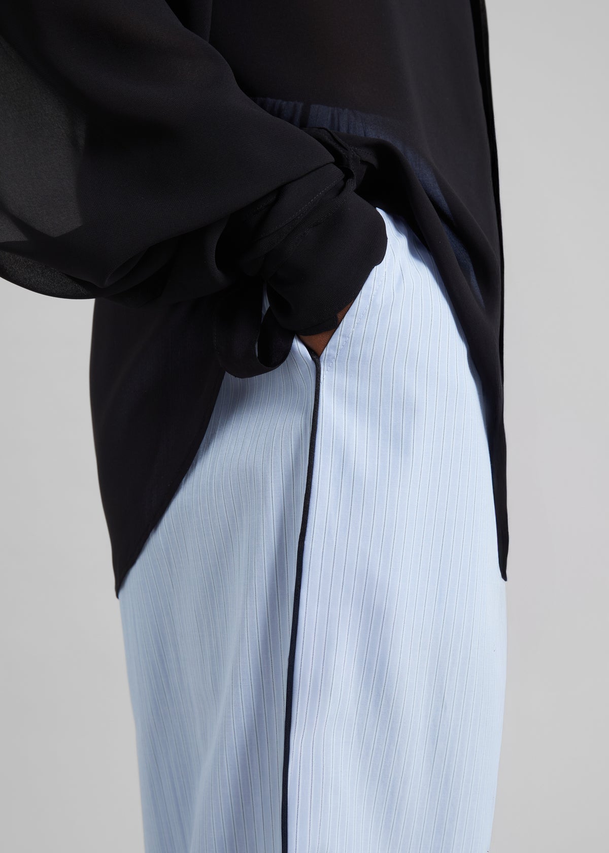 Porto Contrast Piped Pants - Blue/White Stripe - 3