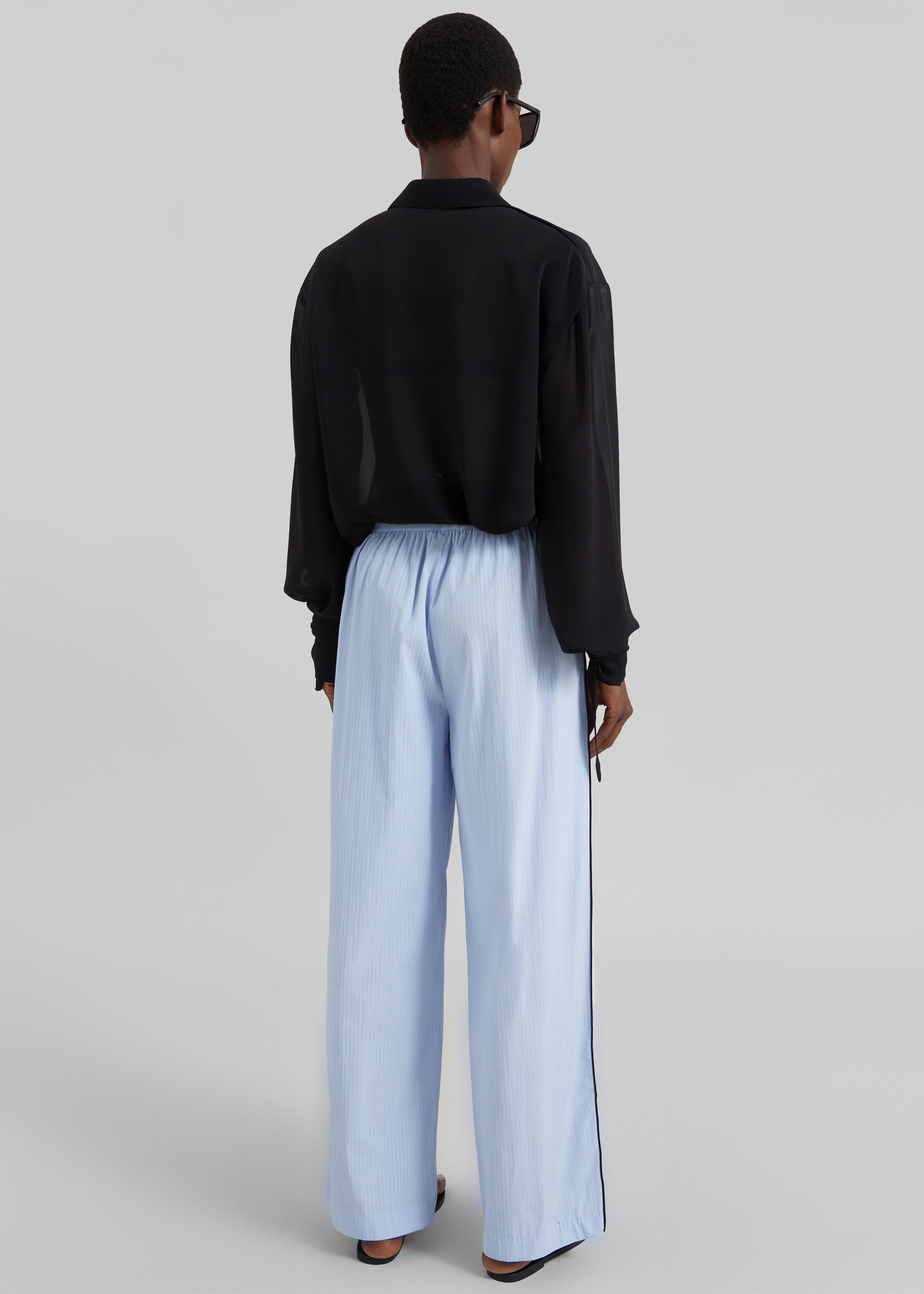 Porto Contrast Piped Pants - Blue/White Stripe - 10