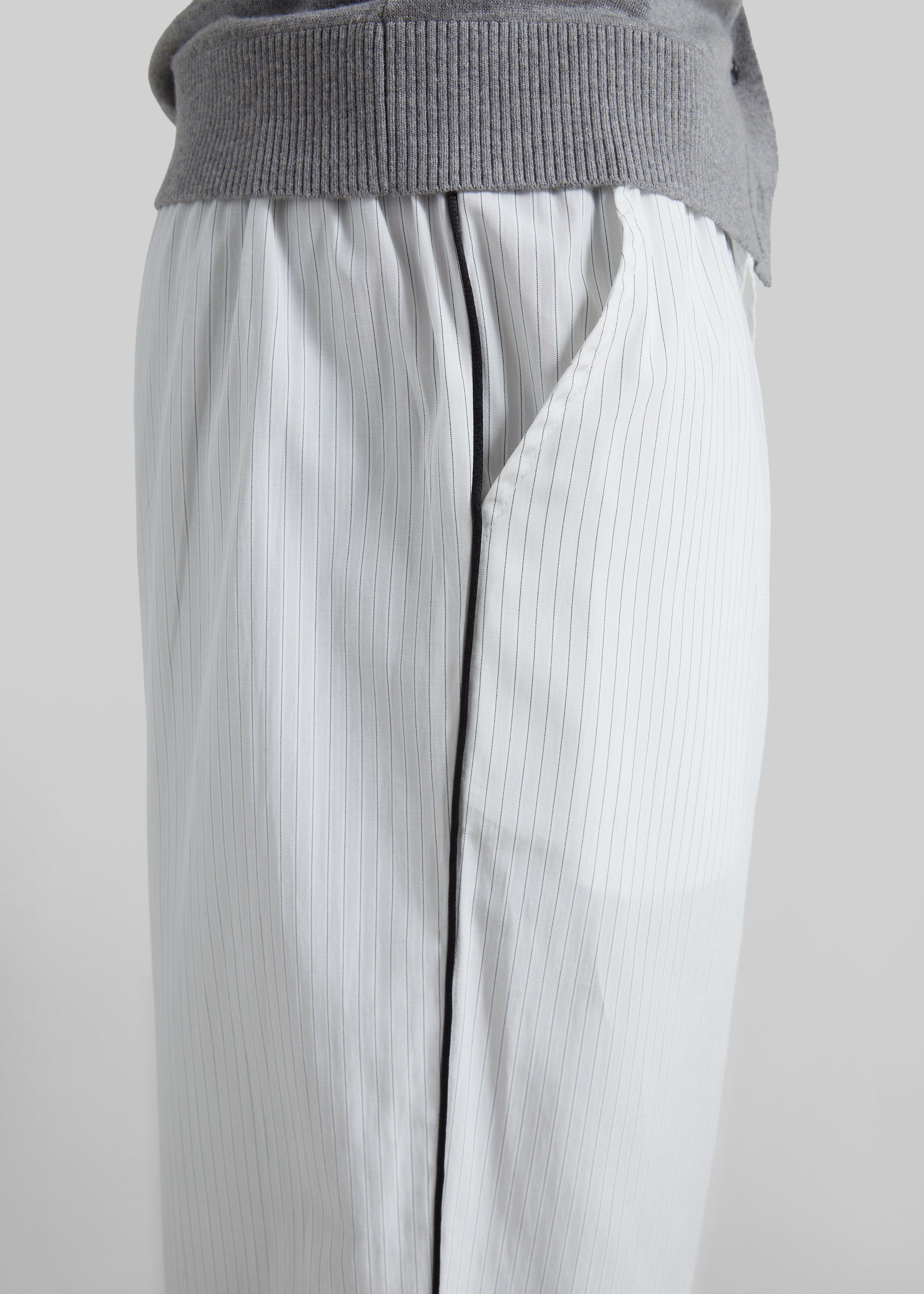 Porto Contrast Piped Pants - White/Black Stripe - 3