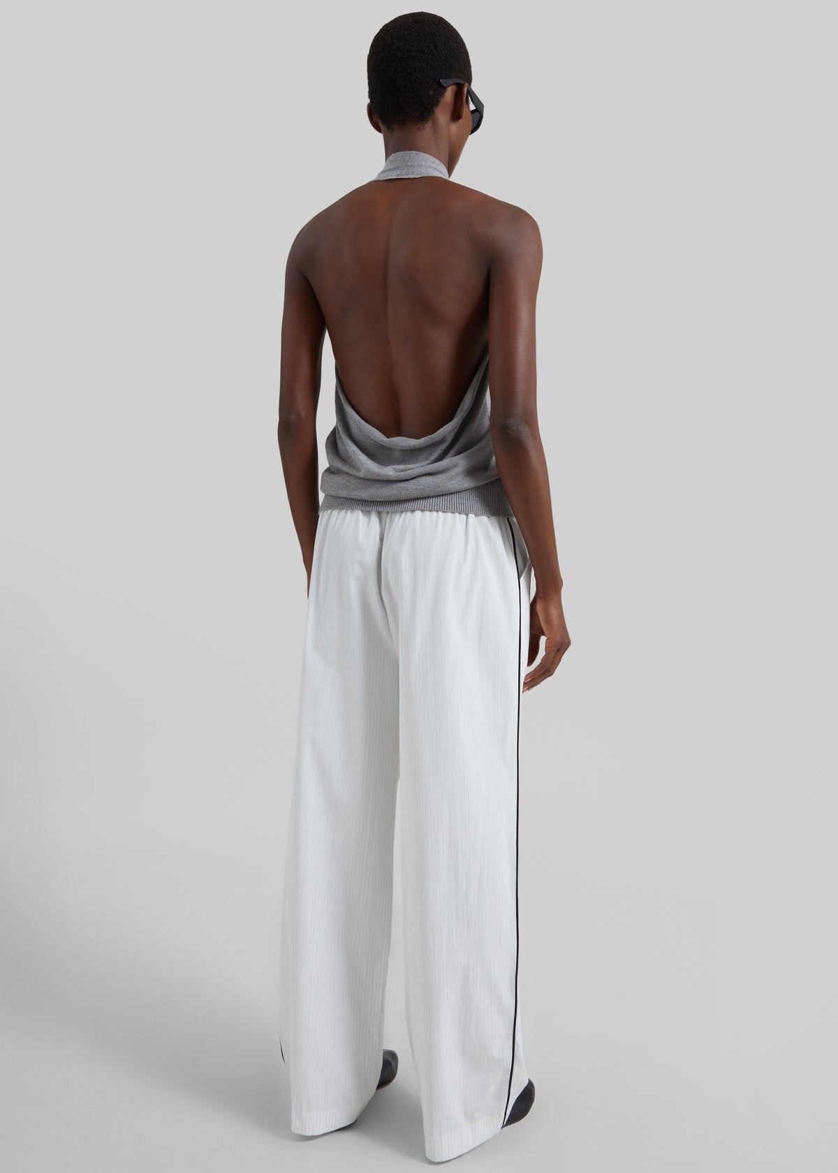 Porto Contrast Piped Pants - White/Black Stripe - 9