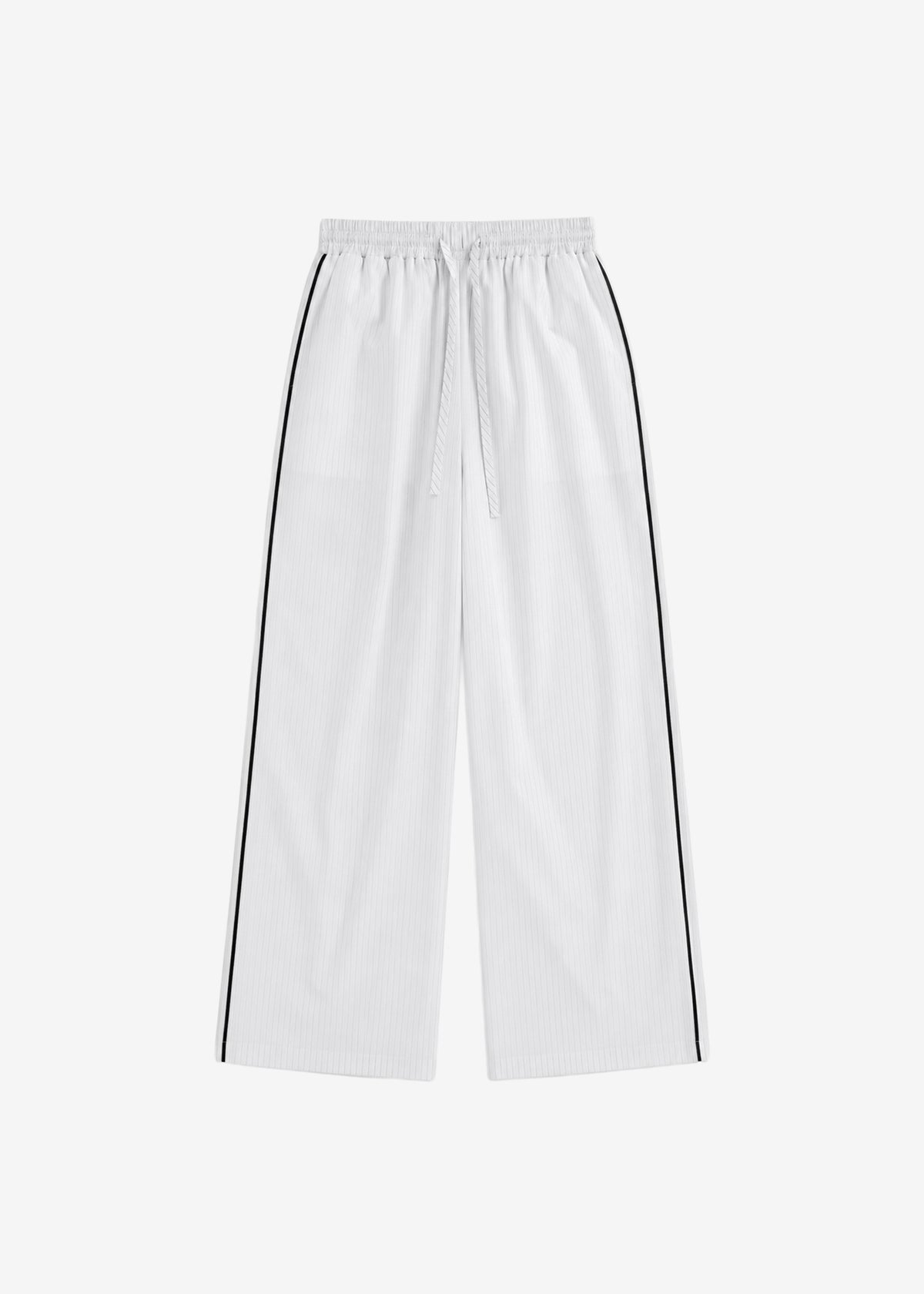 Porto Contrast Piped Pants - White/Black Stripe - 10