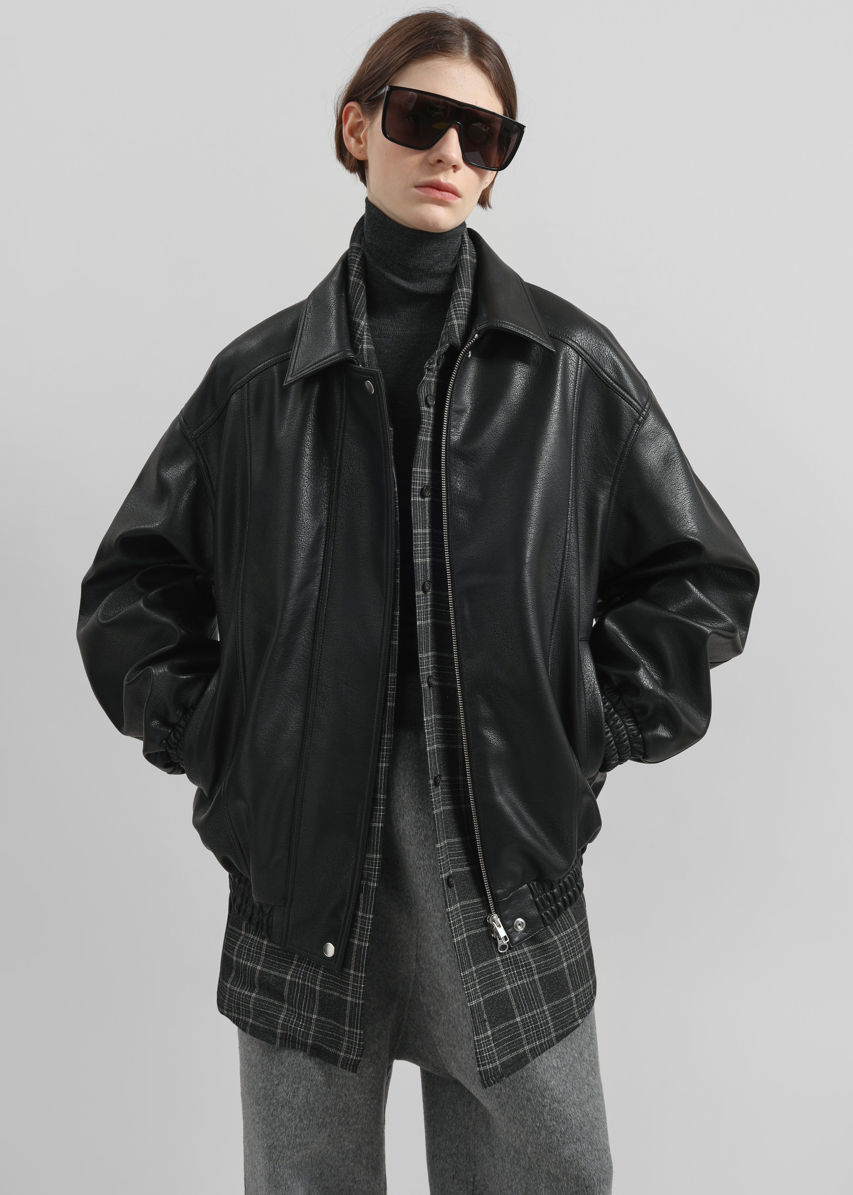 Prescott Faux Leather Jacket - Black - 6