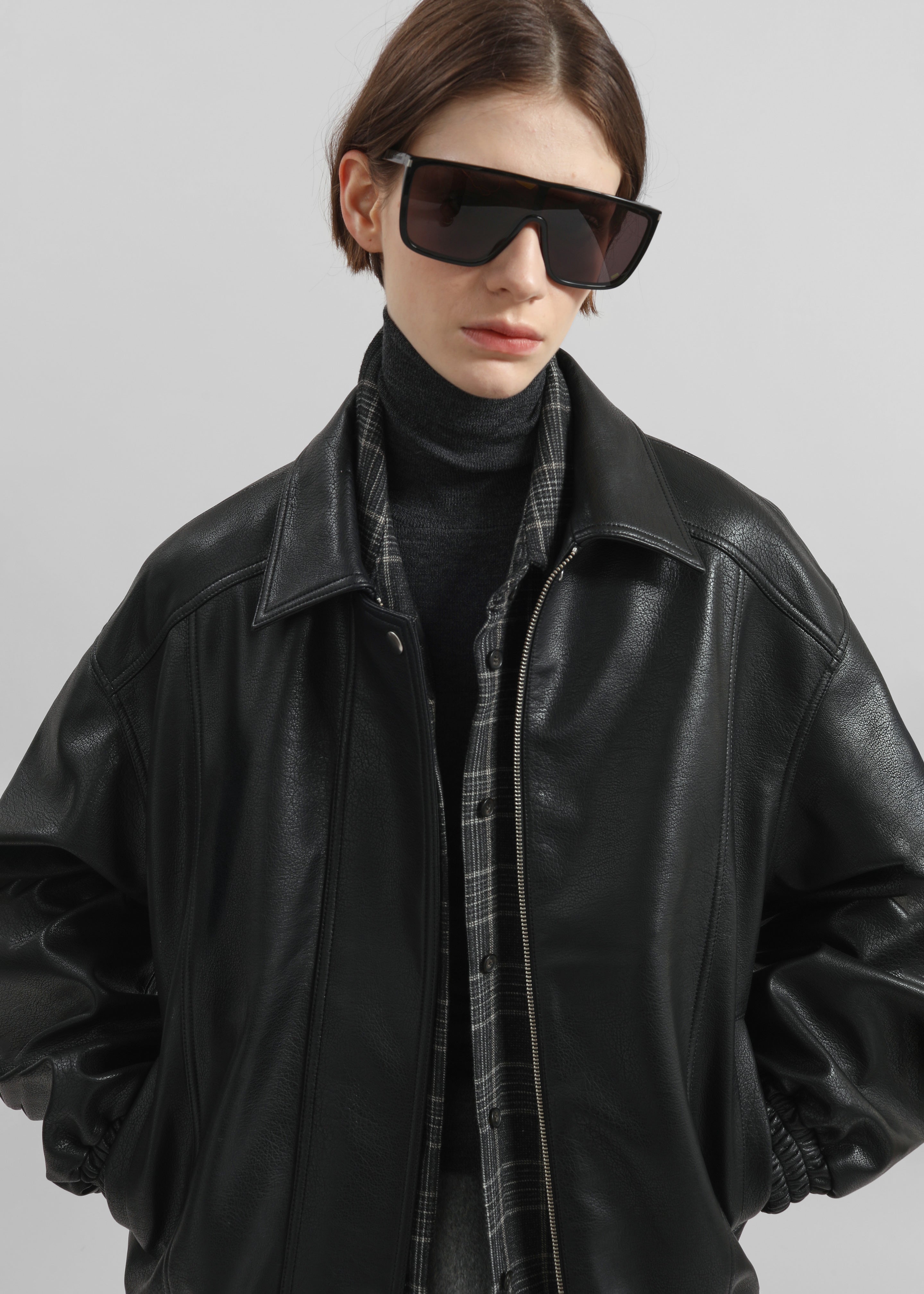 Prescott Faux Leather Jacket - Black – The Frankie Shop