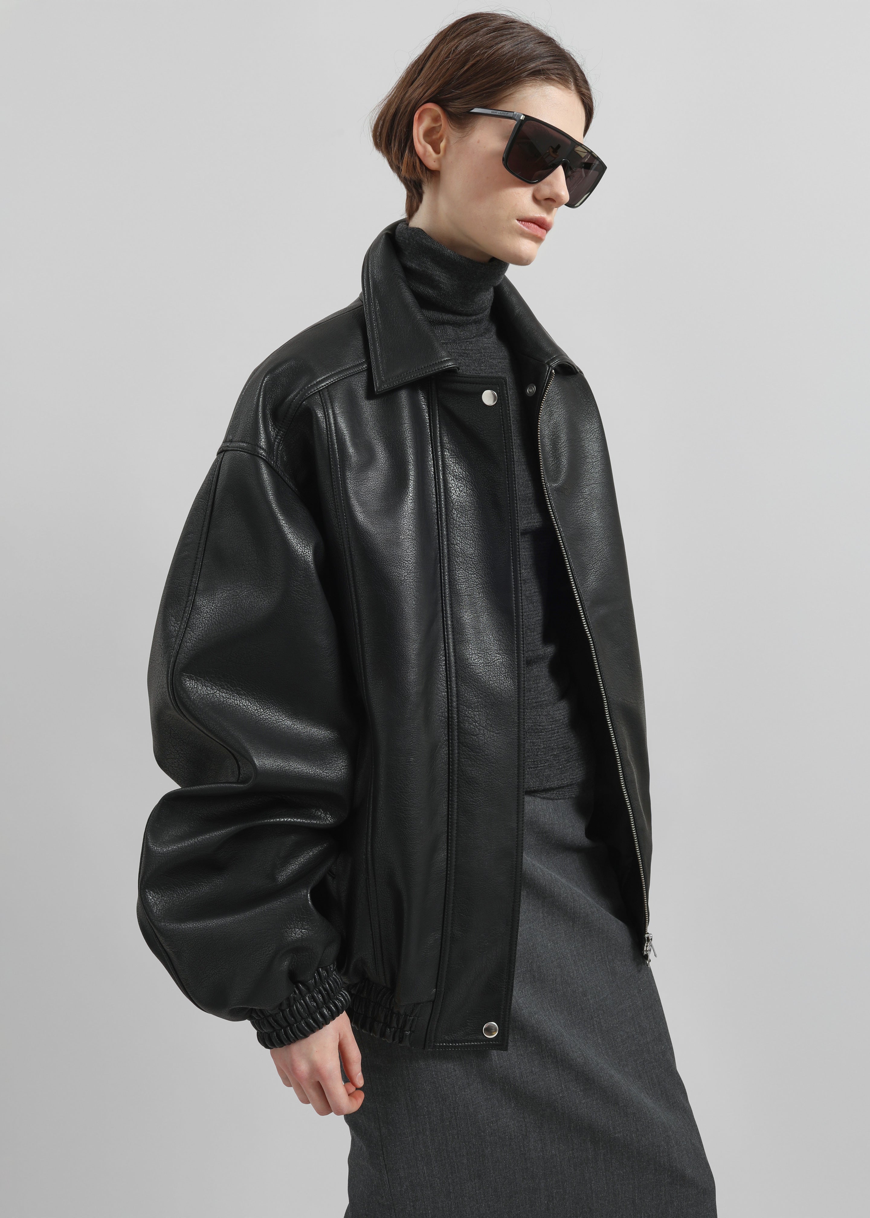 Prescott Faux Leather Jacket - Black – The Frankie Shop
