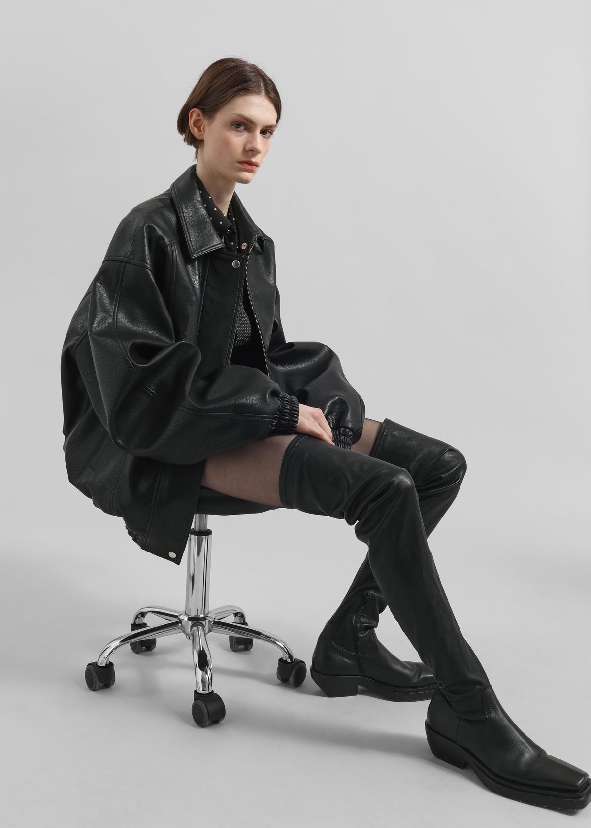 Prescott Faux Leather Jacket - Black - 1