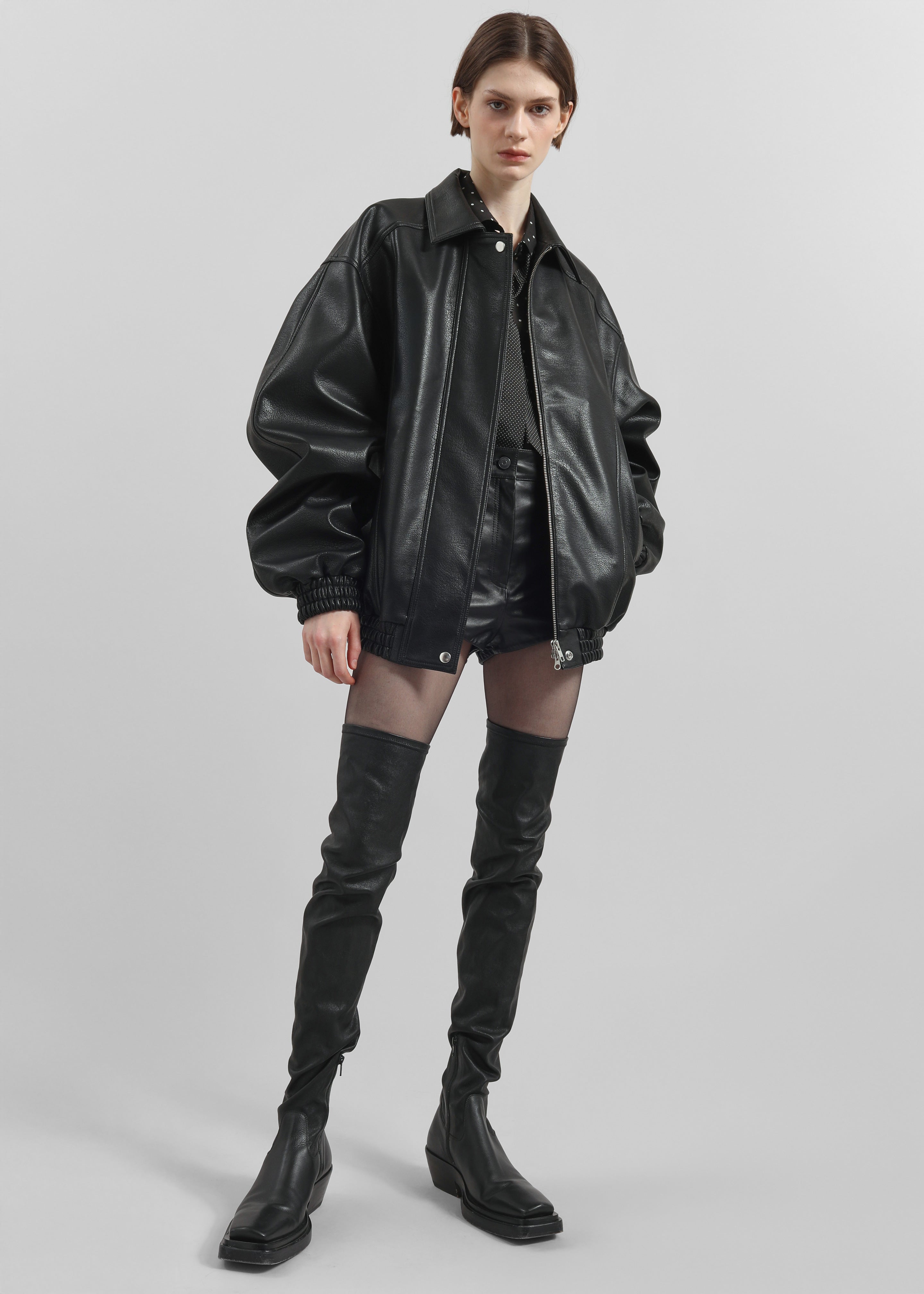 Prescott Faux Leather Jacket - Black - 3