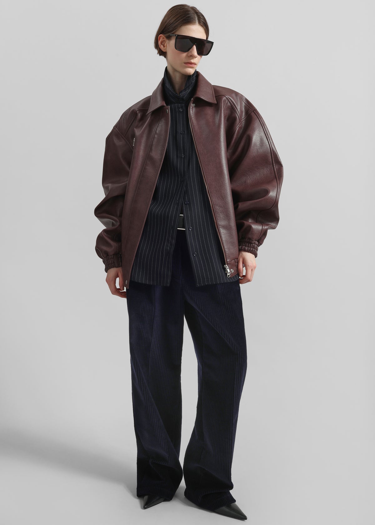 Prescott Faux Leather Jacket - Burgundy - 4