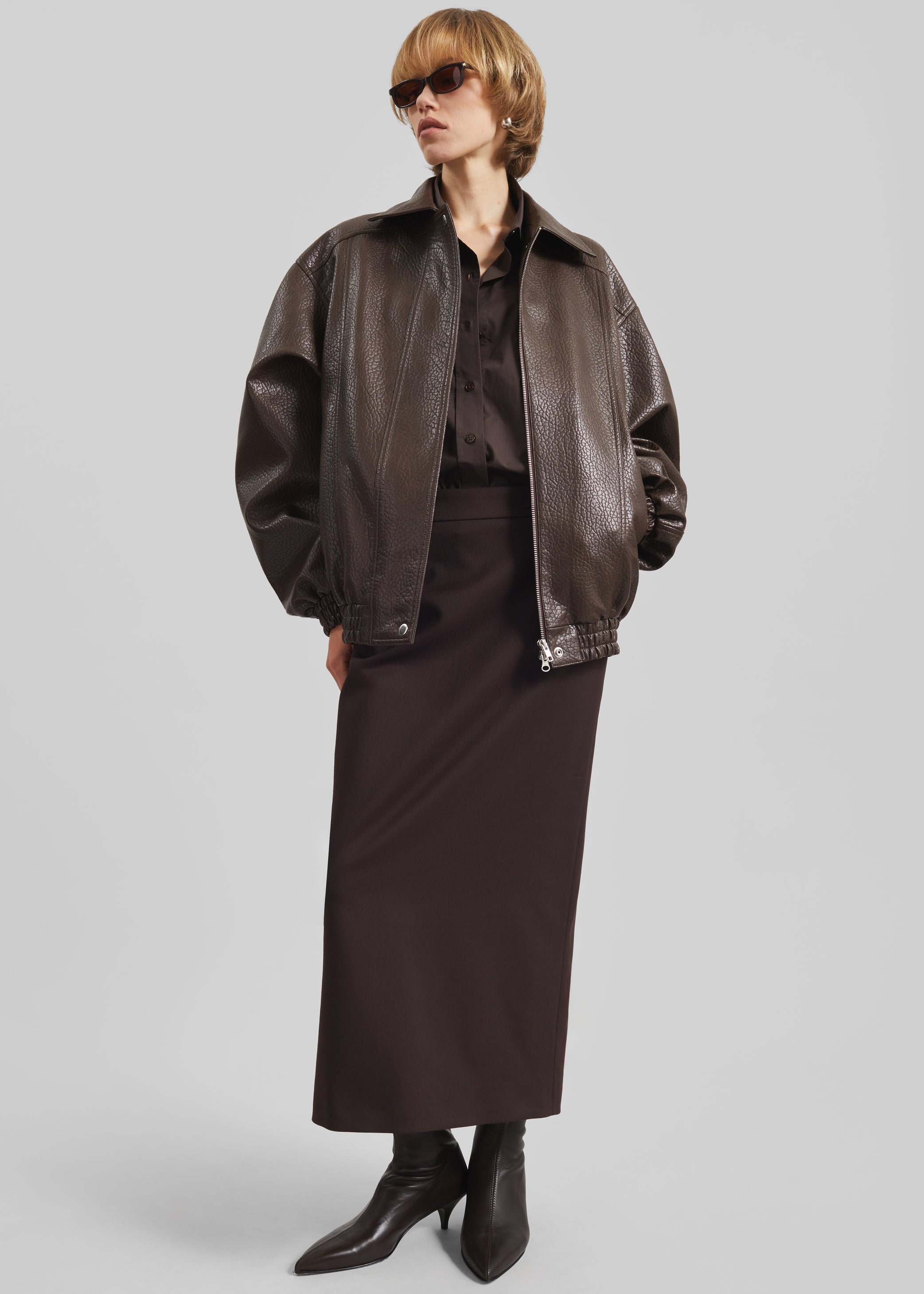 Shop the look image for Prescott Grained Faux Leather Jacket - Brown