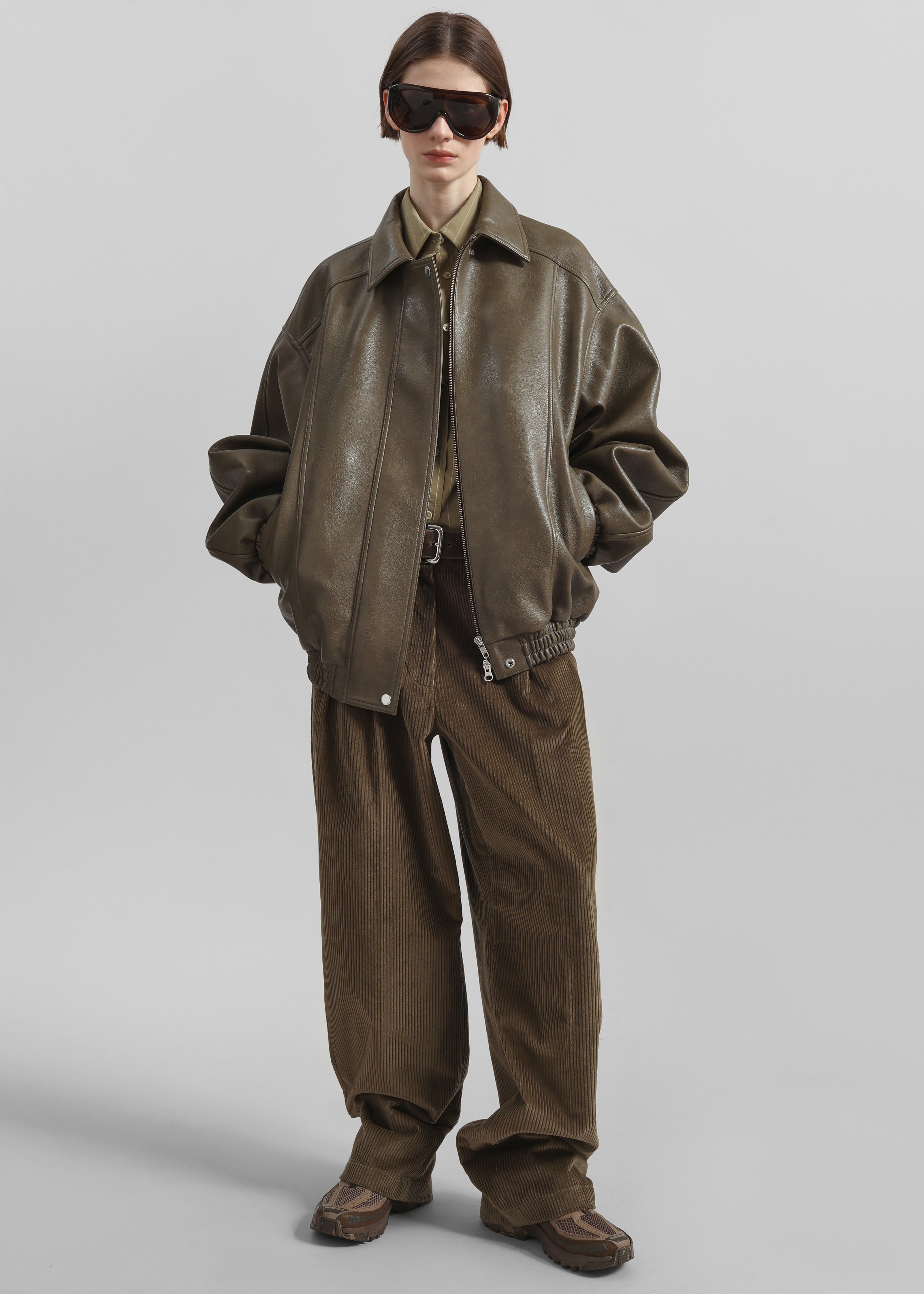 Prescott Faux Leather Jacket - Moss Green - 5