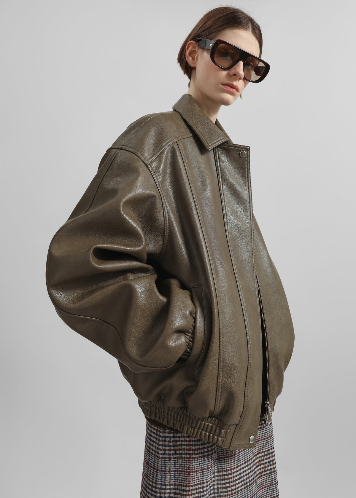 Prescott Faux Leather Jacket - Moss Green - 6