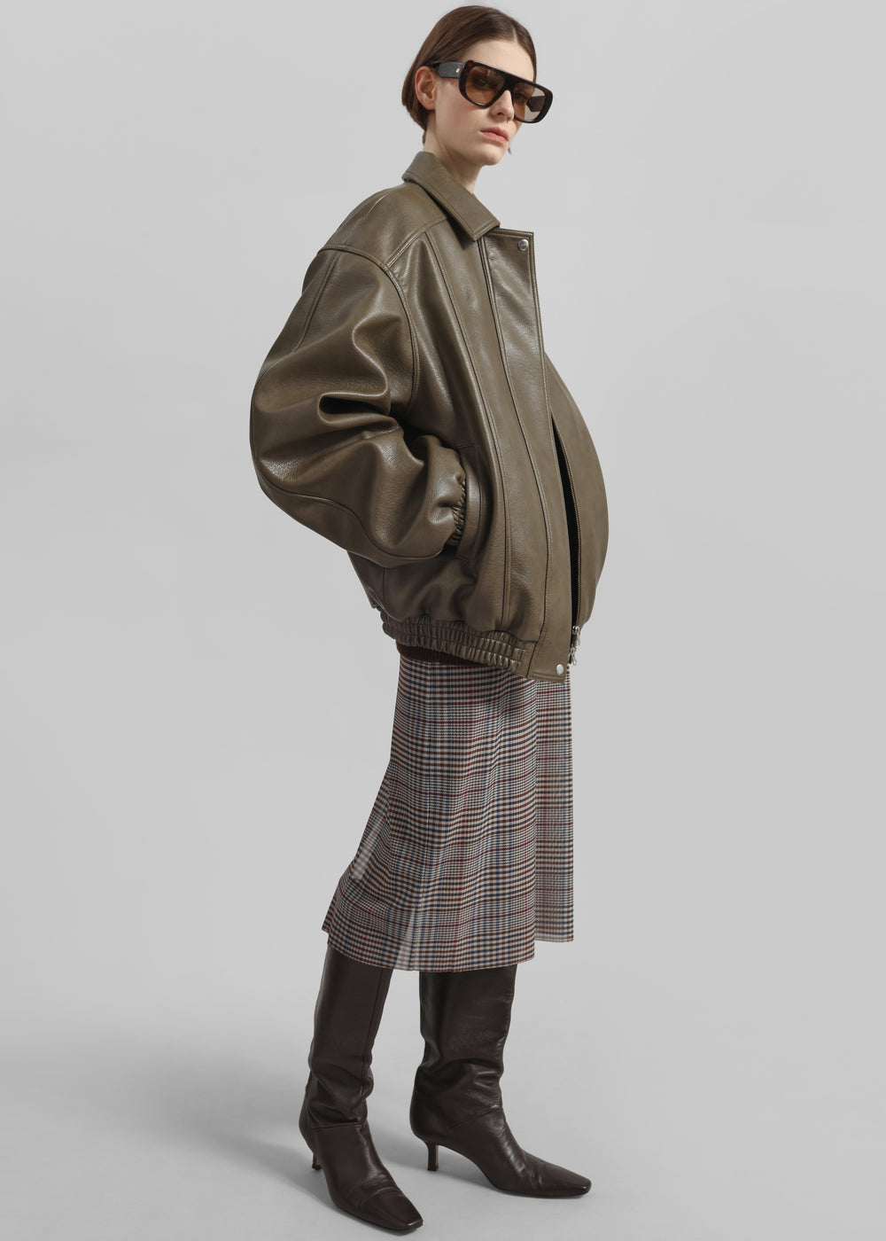 Prescott Faux Leather Jacket - Moss Green - 1