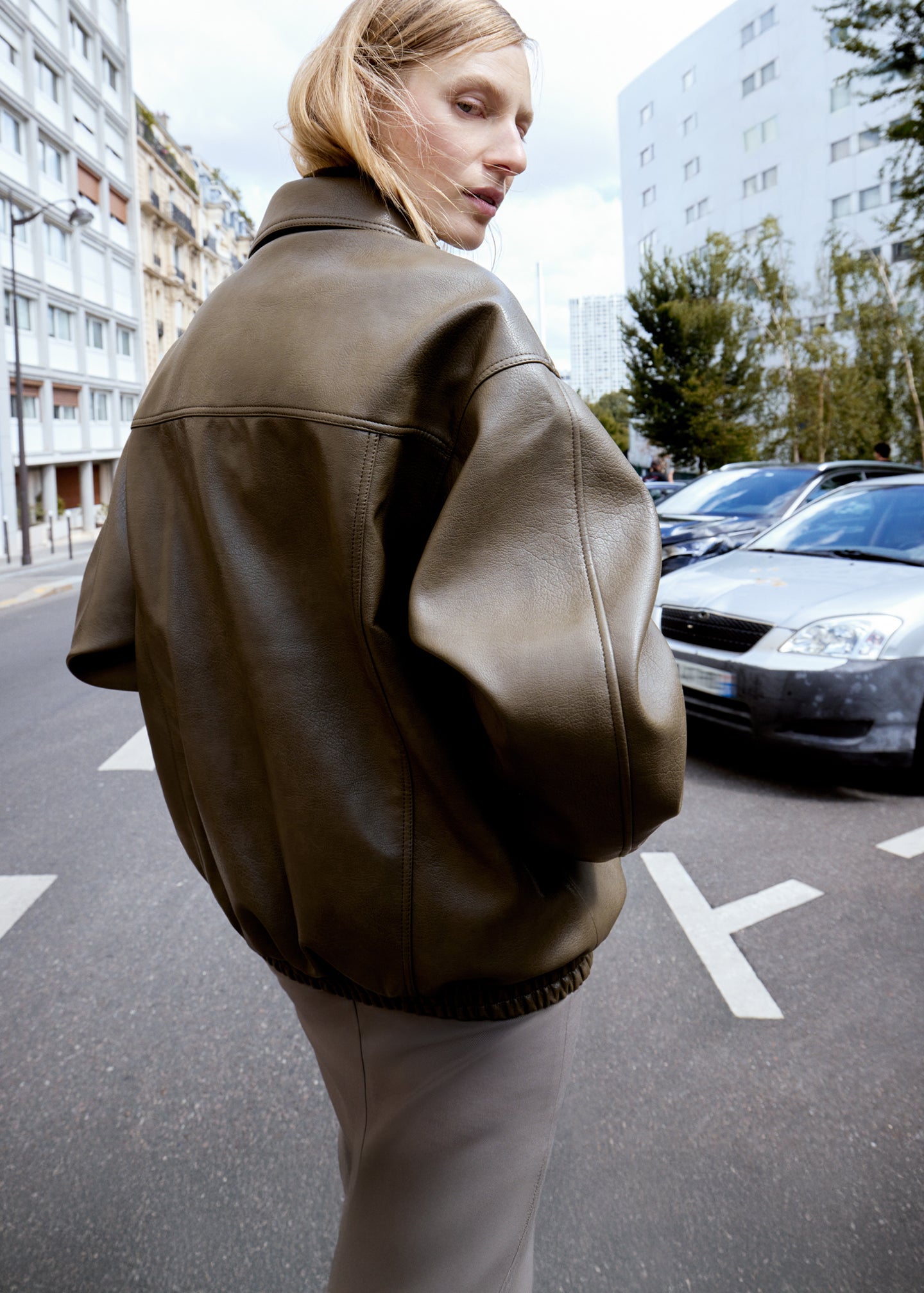 Prescott Faux Leather Jacket - Moss Green - 4