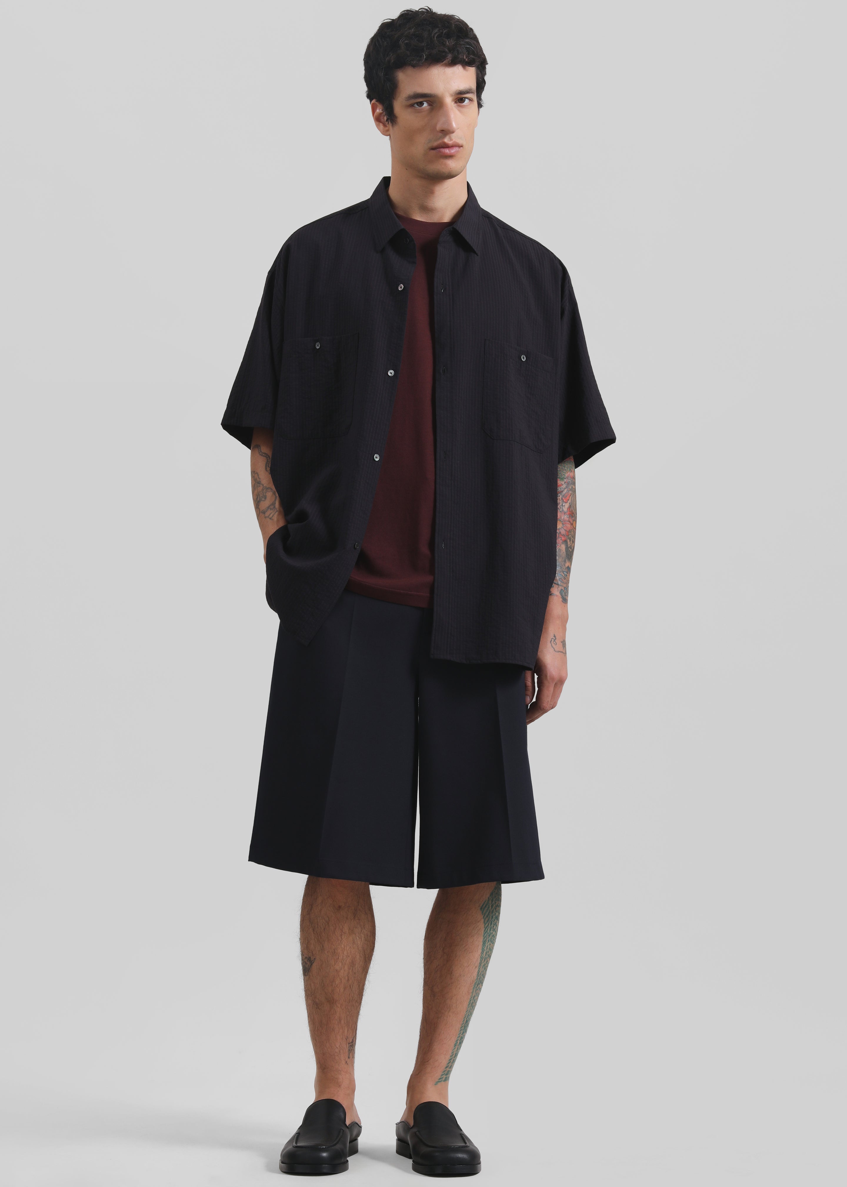 Preston Fluid Striped Shirt - Black - 4