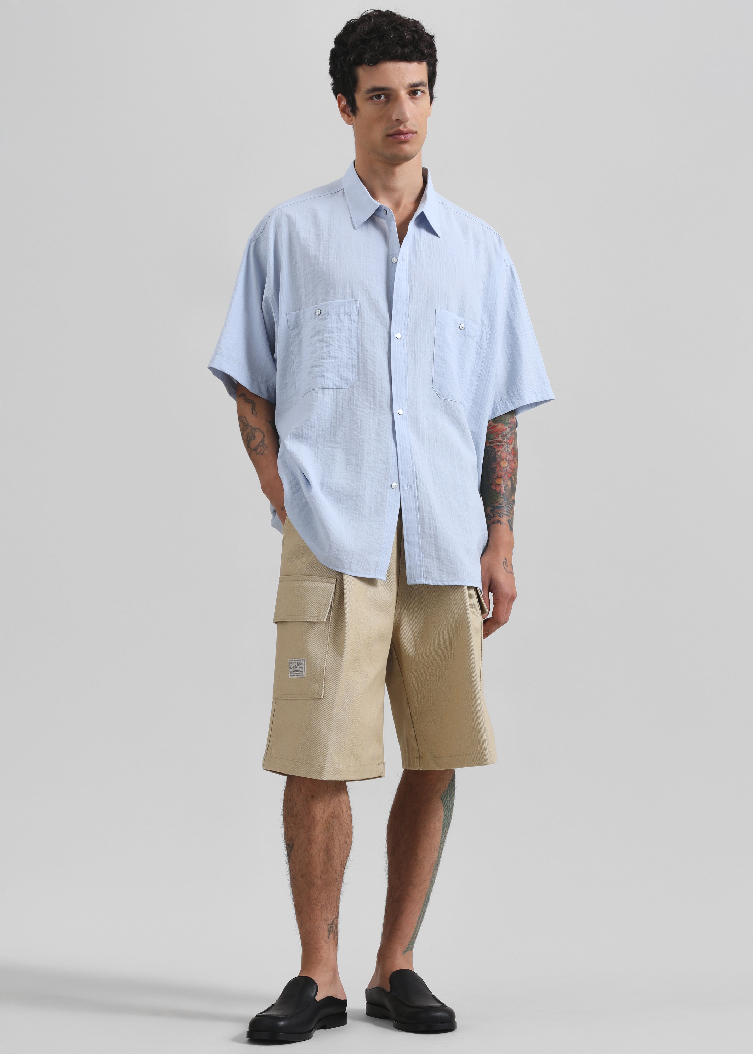 Preston Fluid Striped Shirt - Sky Blue - 4