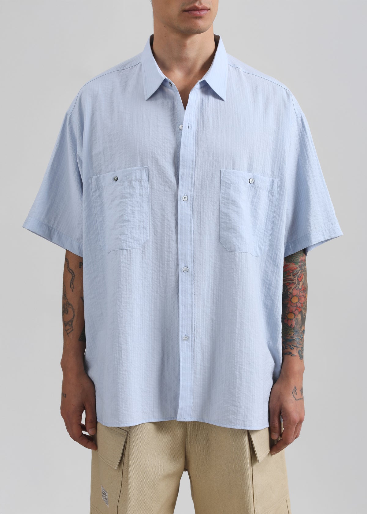 Preston Fluid Striped Shirt - Sky Blue - 2