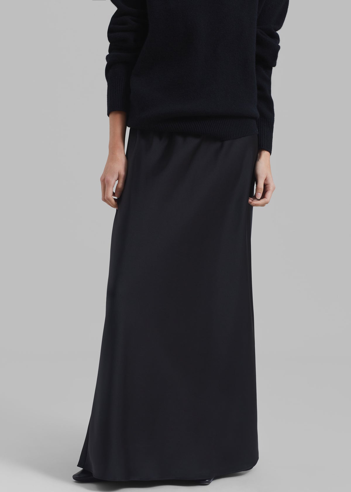 Priscilla Maxi Satin Skirt - Black - 5