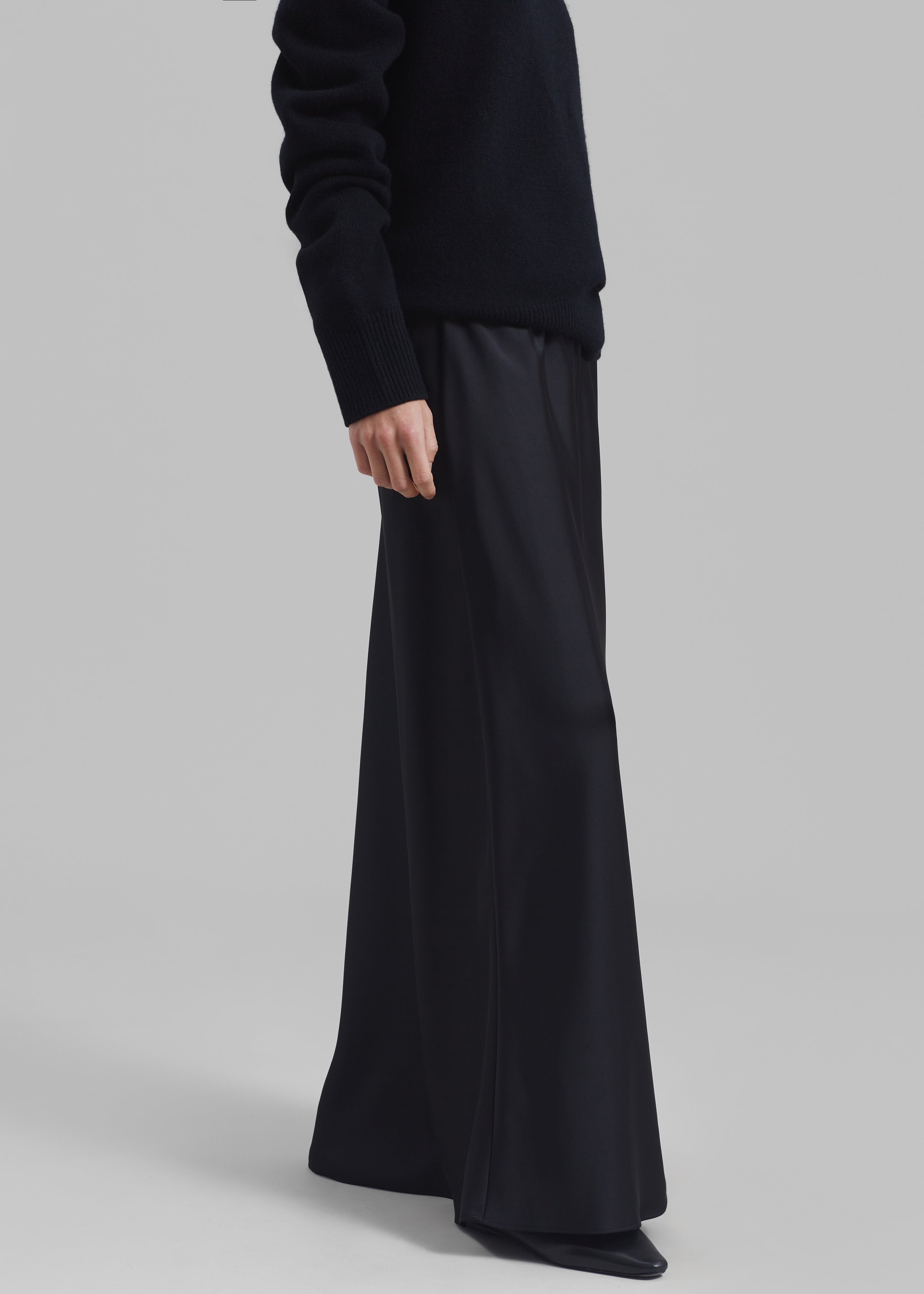 Priscilla Maxi Satin Skirt - Black - 3