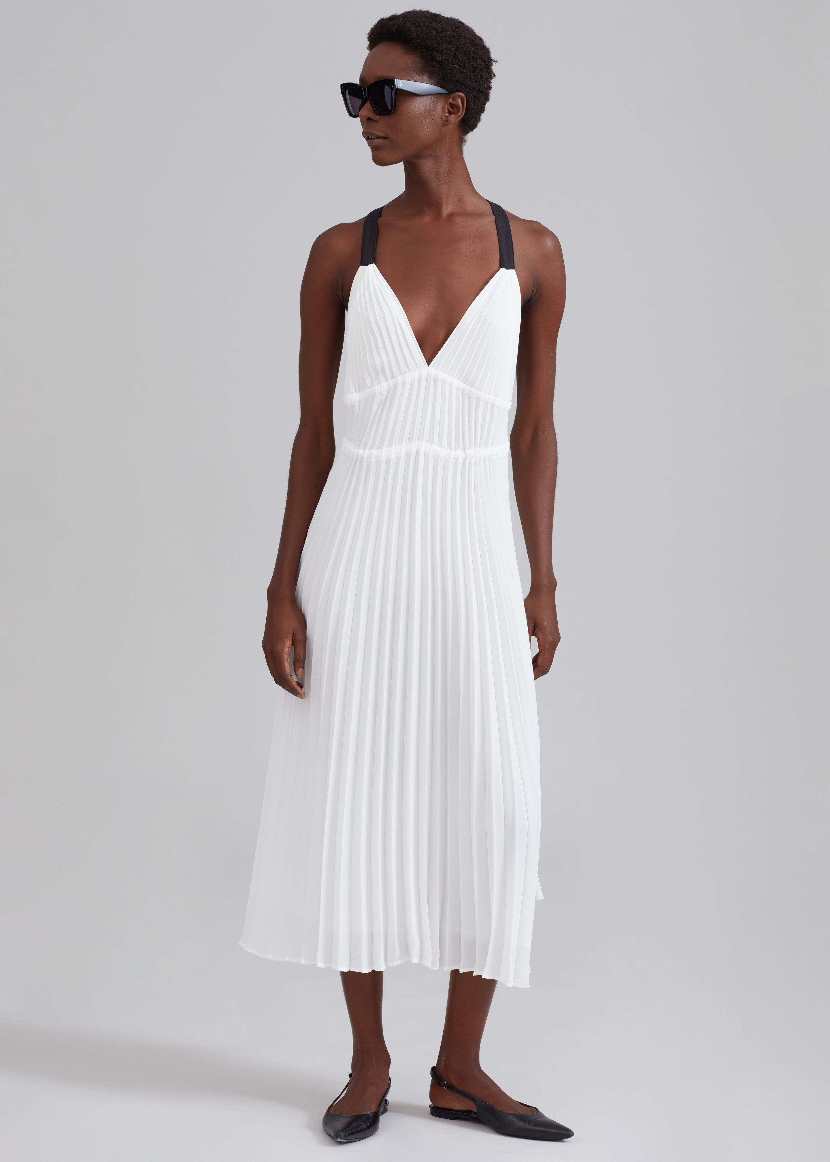 Proenza Schouler White Label Broomstick Pleated Tank Dress Off White