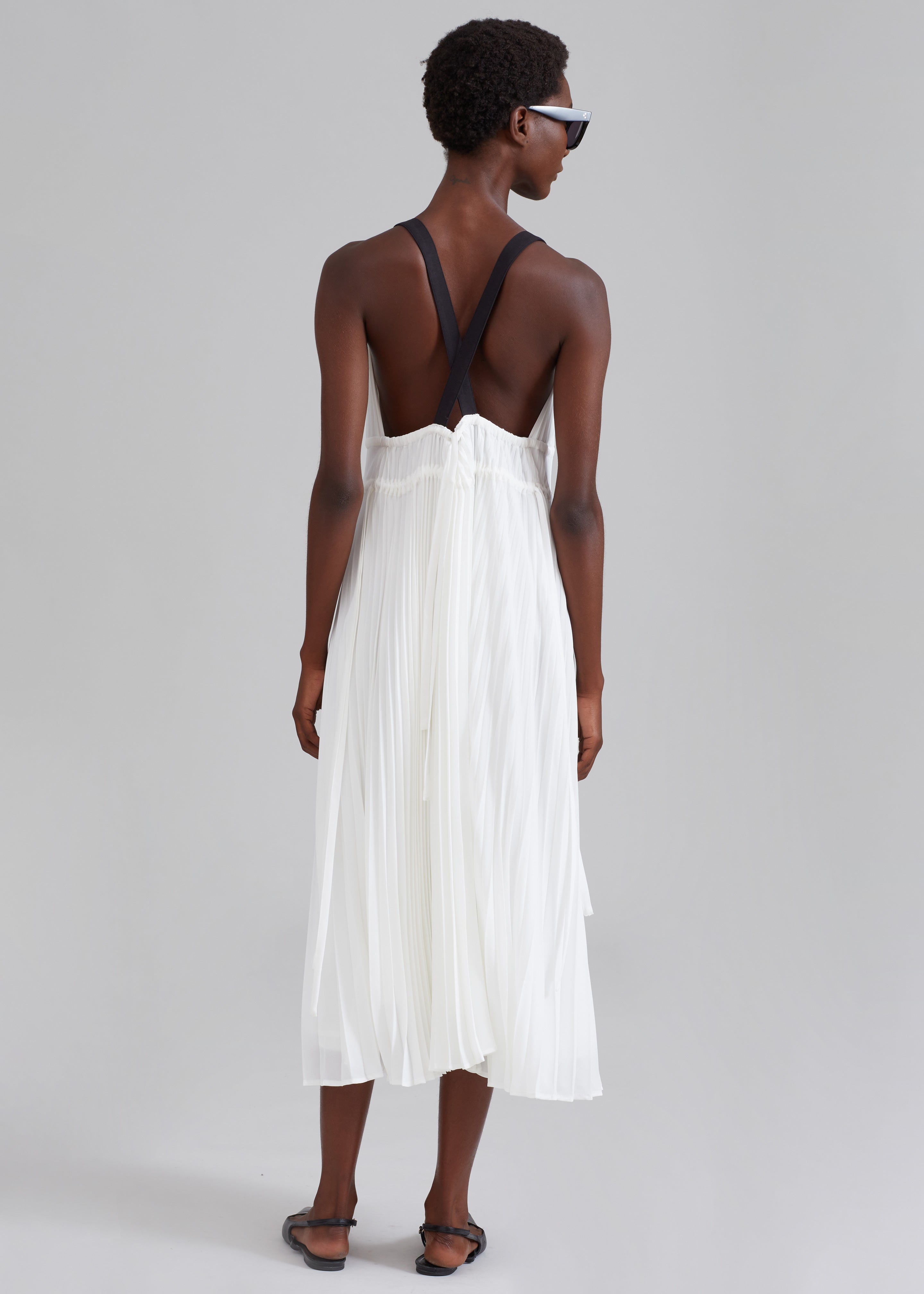 Proenza Schouler White Label Broomstick Pleated Tank Dress Off White