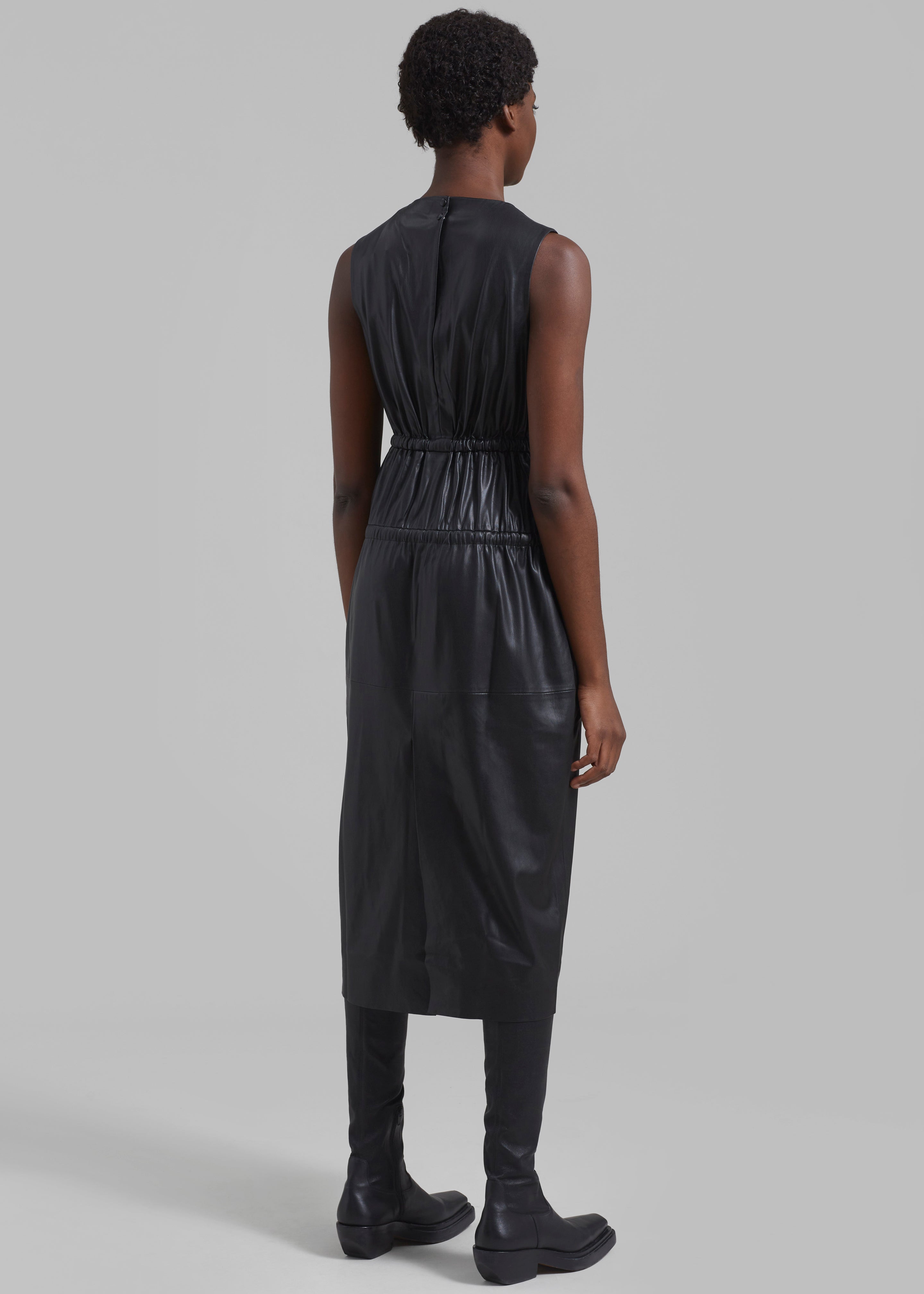Proenza Schouler White Label Faux Leather Drawstring Dress - Black - 6