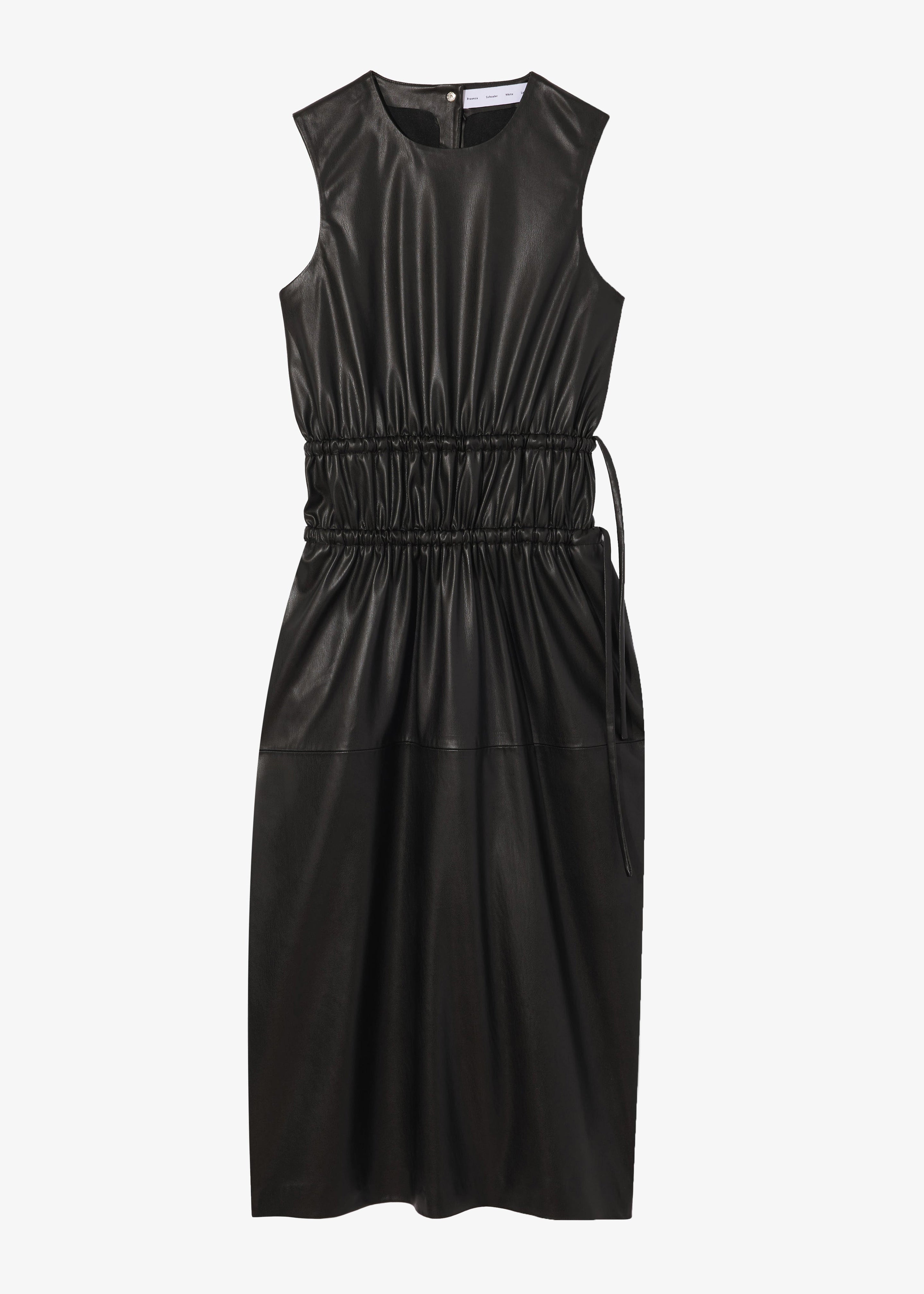 Proenza Schouler White Label Faux Leather Drawstring Dress - Black - 7
