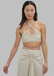 Proenza Schouler White Label Gingham Halter Bralette - Buttercream/Fawn