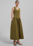 Proenza Schouler White Label Malia Dress In Peached Poplin - Olive