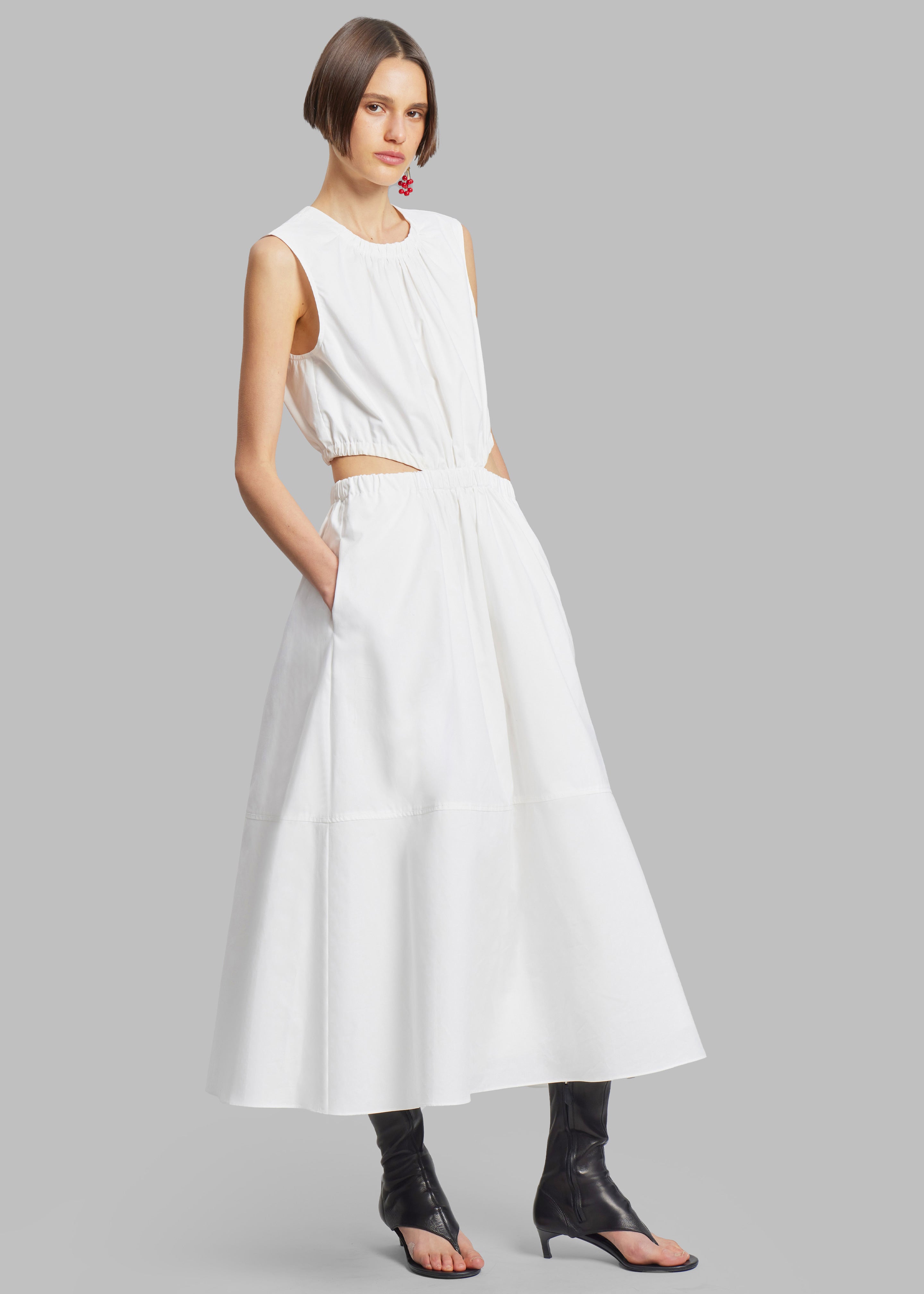 Proenza Schouler White Label Poplin Cutout Midi Dress - Off White - 4