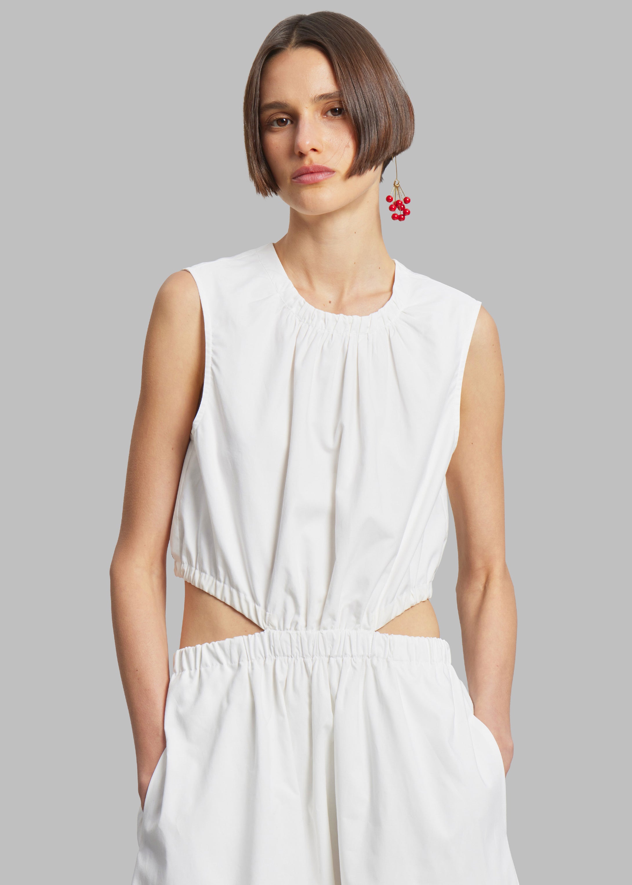 Proenza Schouler White Label Poplin Cutout Midi Dress - Off White - 3
