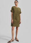 Proenza Schouler White Label Watson Dress in Rumpled Cotton - Dark Olive