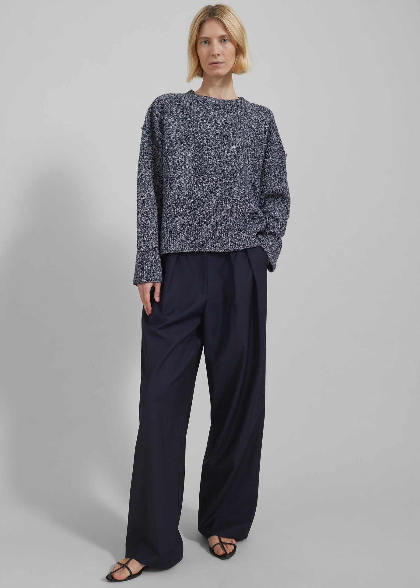 Proenza Schouler White Label Remy Sweater In Marled Knits - Dark Blue/Off White
