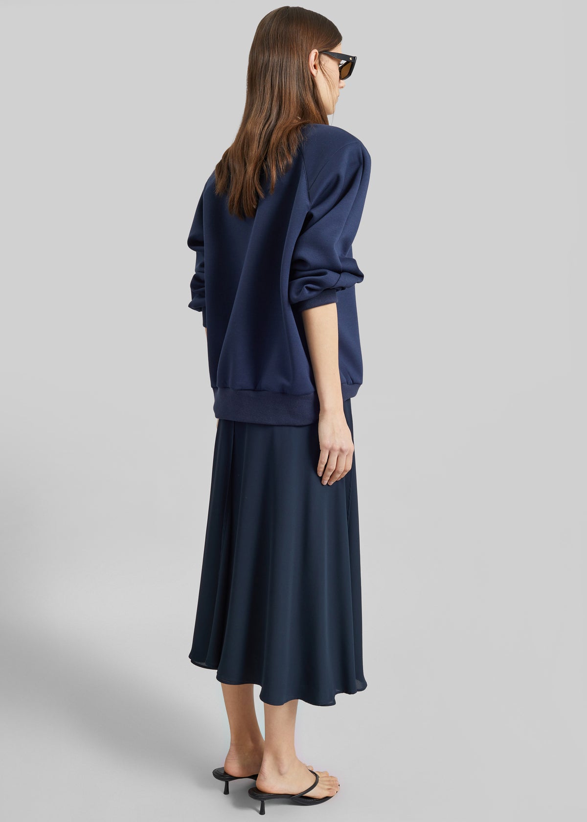 Provence Fluid A-Line Midi Skirt - Navy - 8