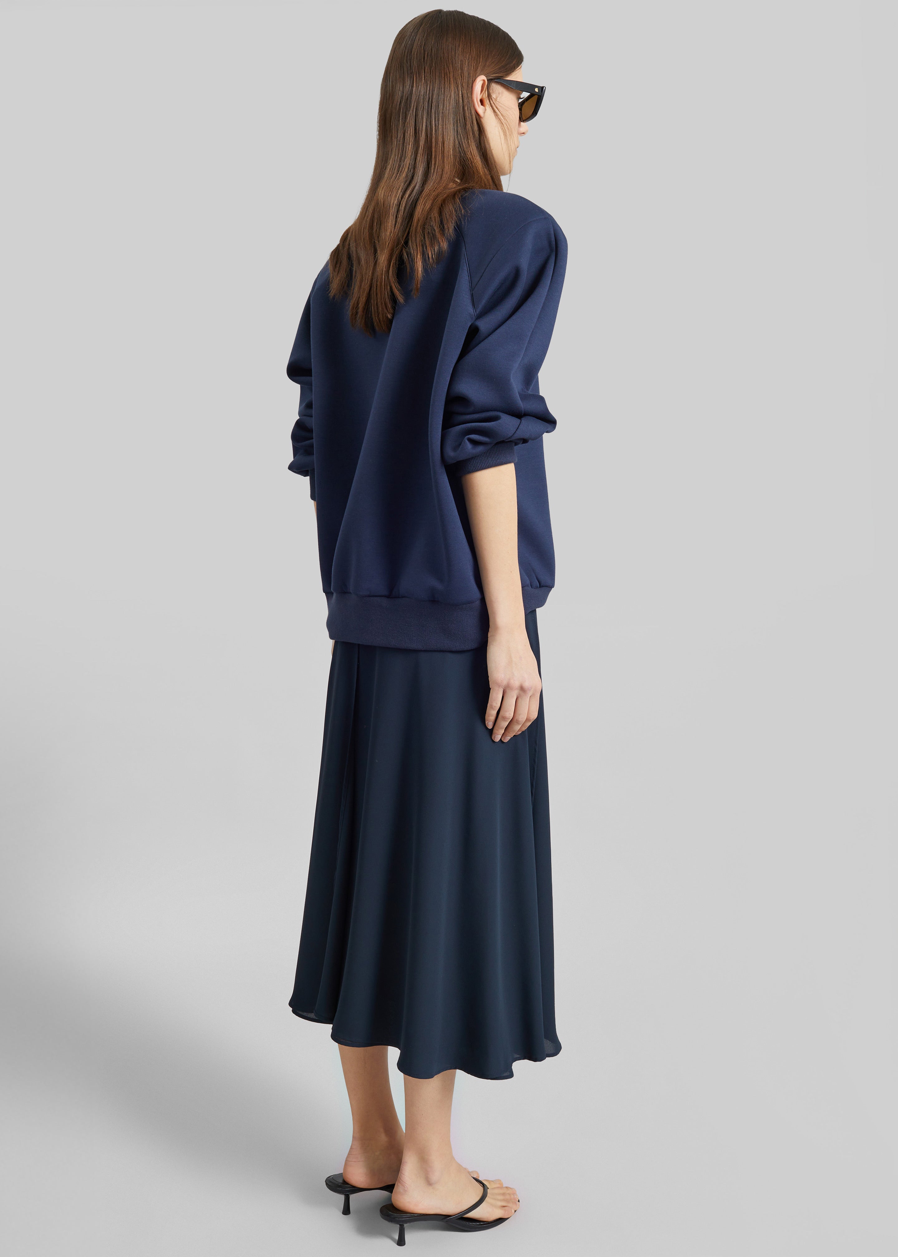 Provence Fluid A-Line Midi Skirt - Navy - 8