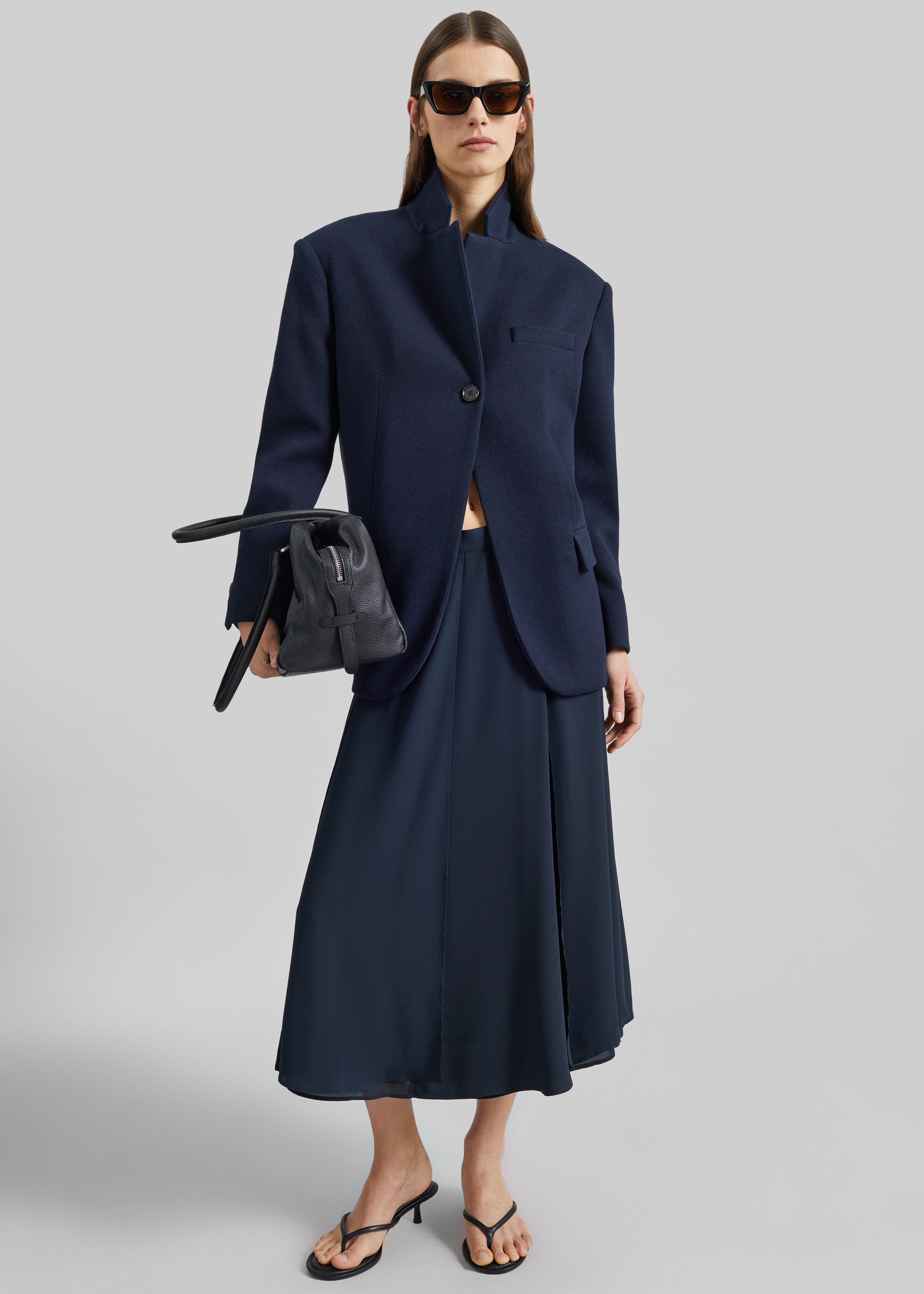 Provence Fluid A-Line Midi Skirt - Navy - 7