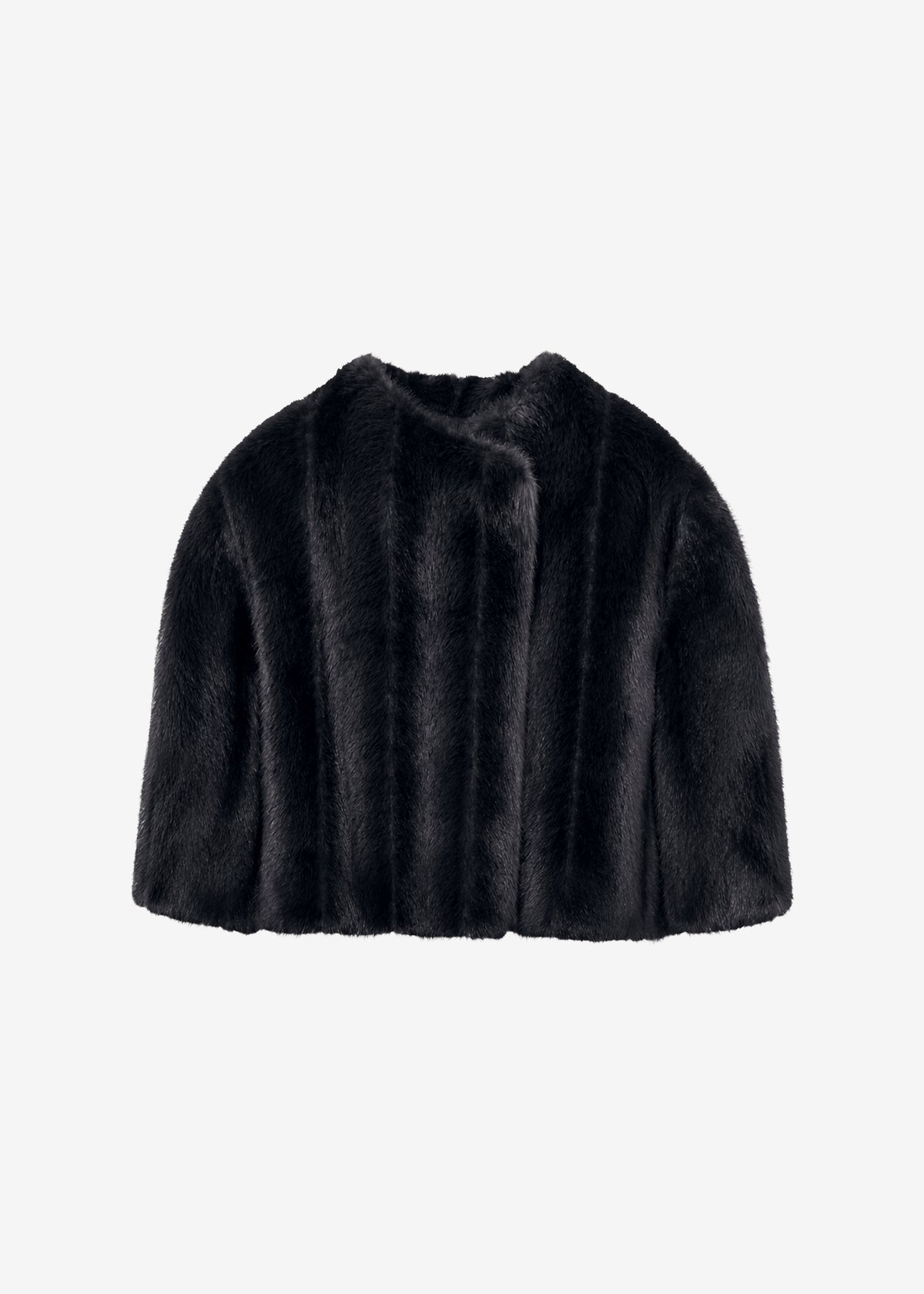Prudence Faux Fur Cropped Cape - Black