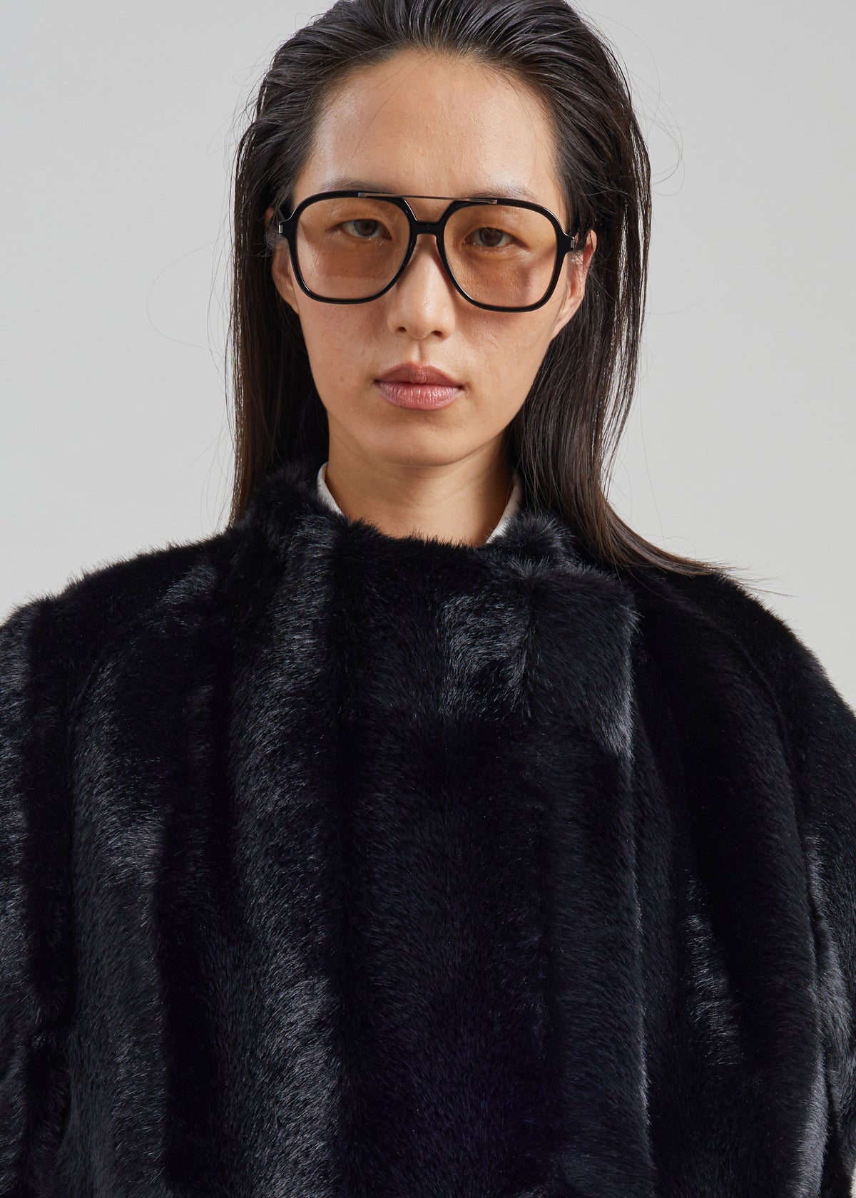 Prudence Faux Fur Cropped Cape - Black