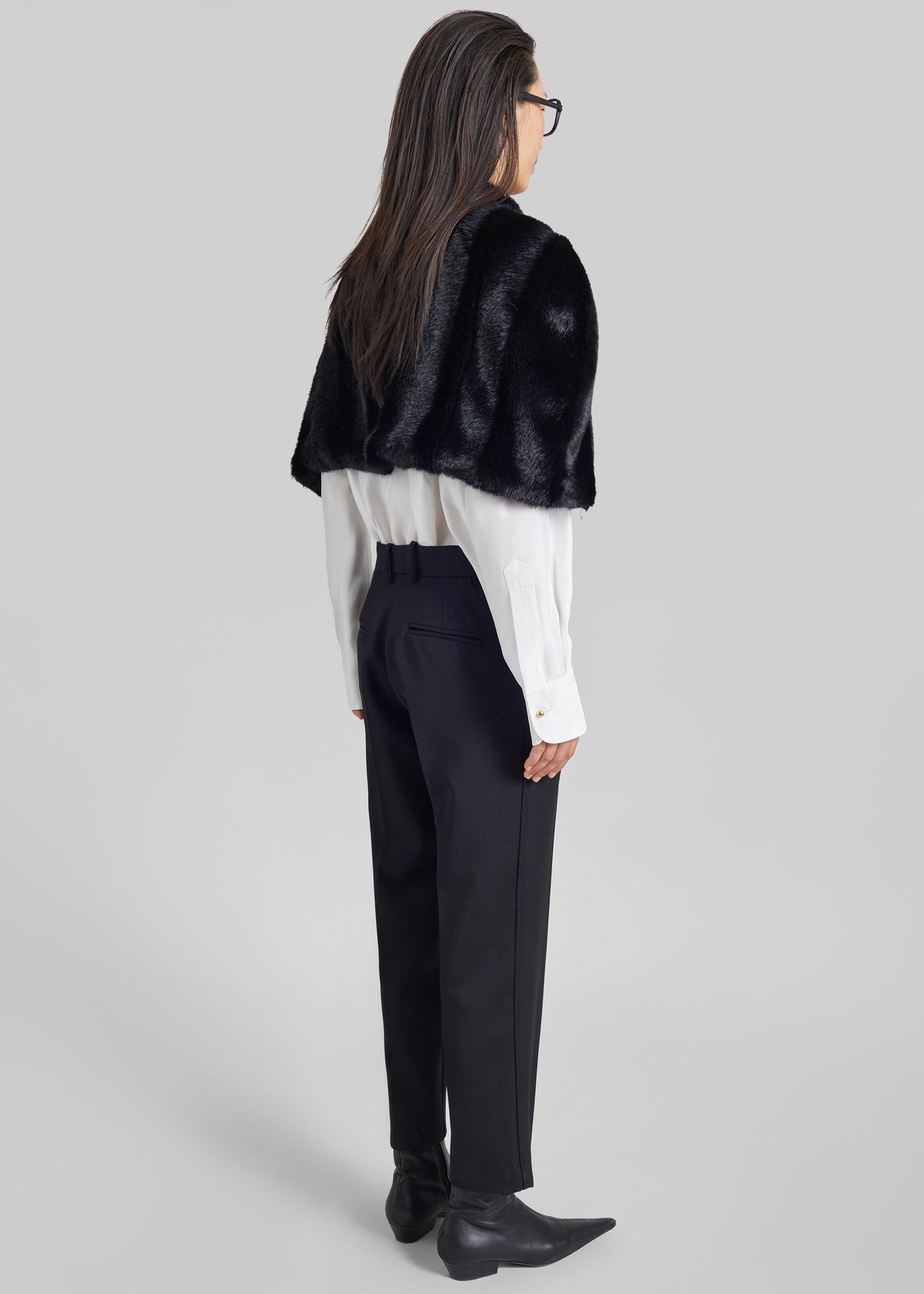 Prudence Faux Fur Cropped Cape - Black