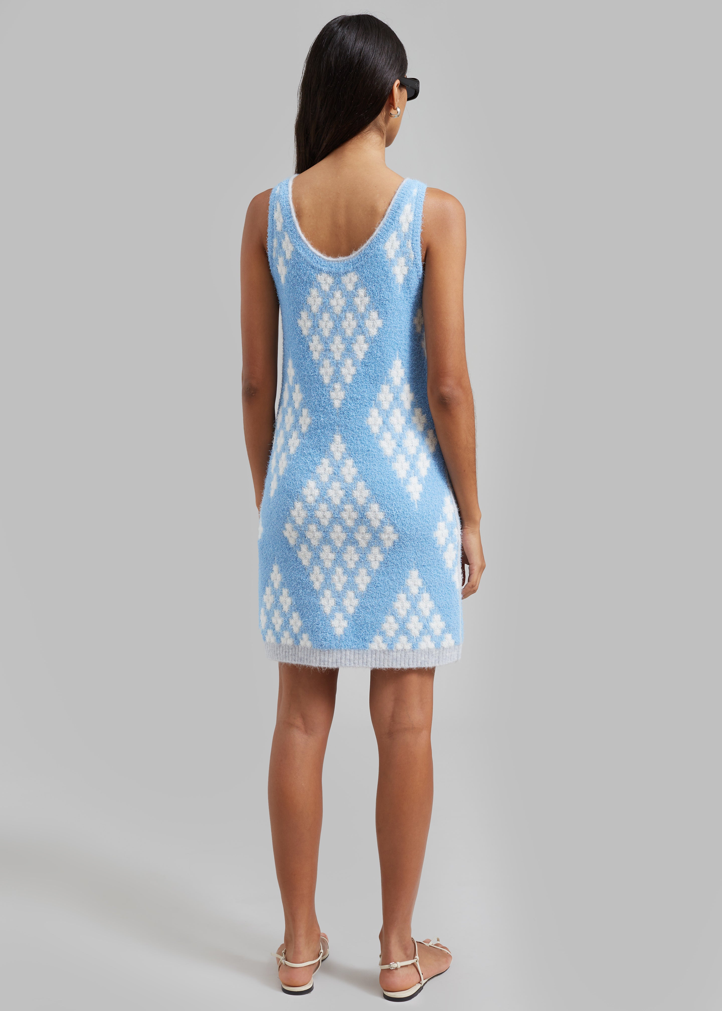 3.1 Phillip Lim Argyle Jacquard Sleeveless Mini Dress - Hudson Blue/Multi - 6