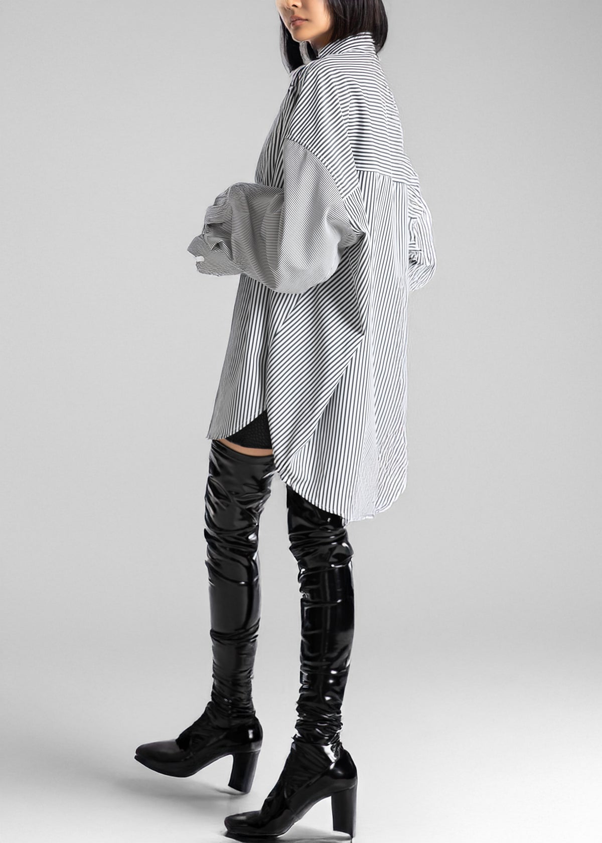 Quillan Button-Down Shirt - White/Black Stripe - 8