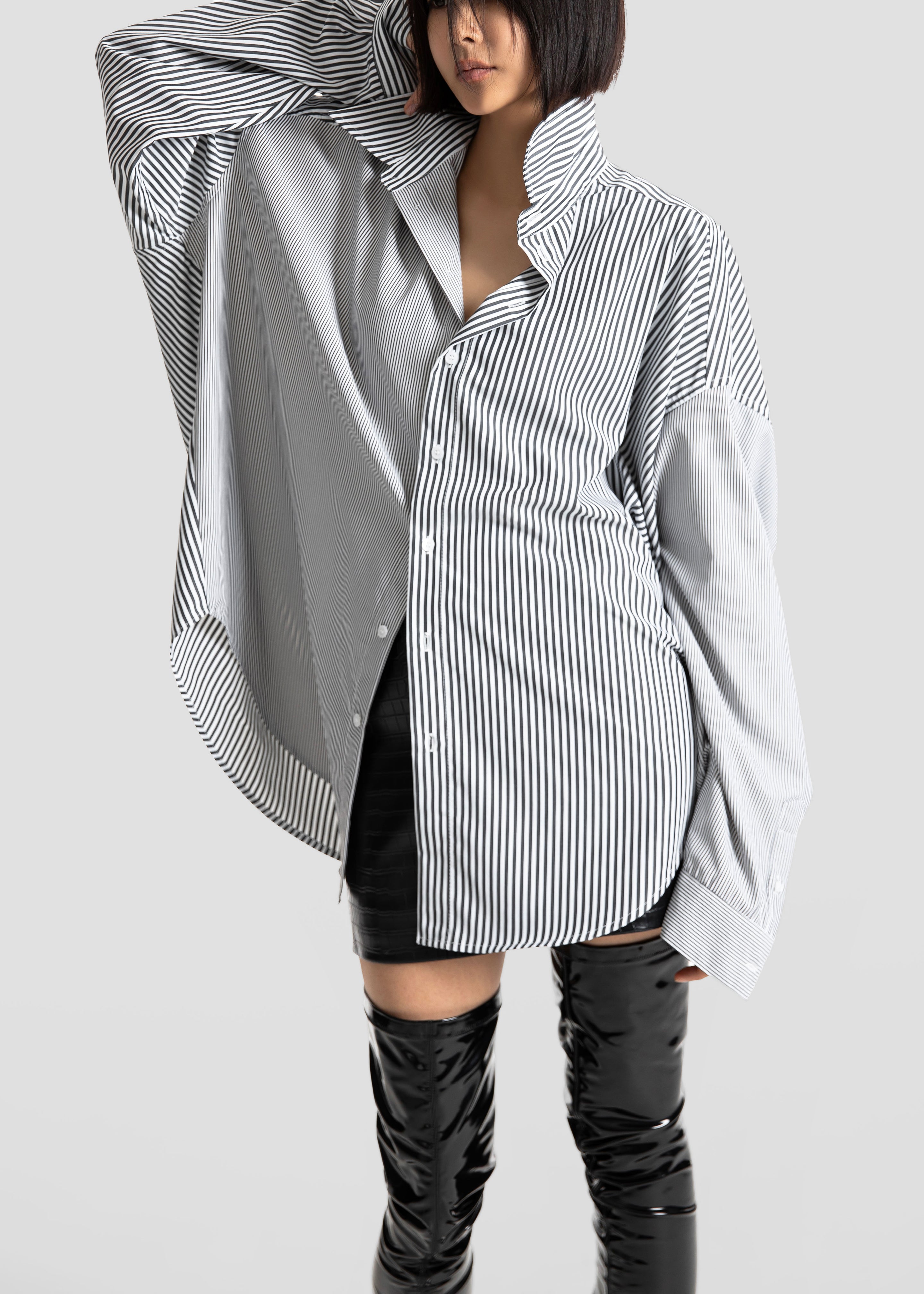 Quillan Button-Down Shirt - White/Black Stripe - 5