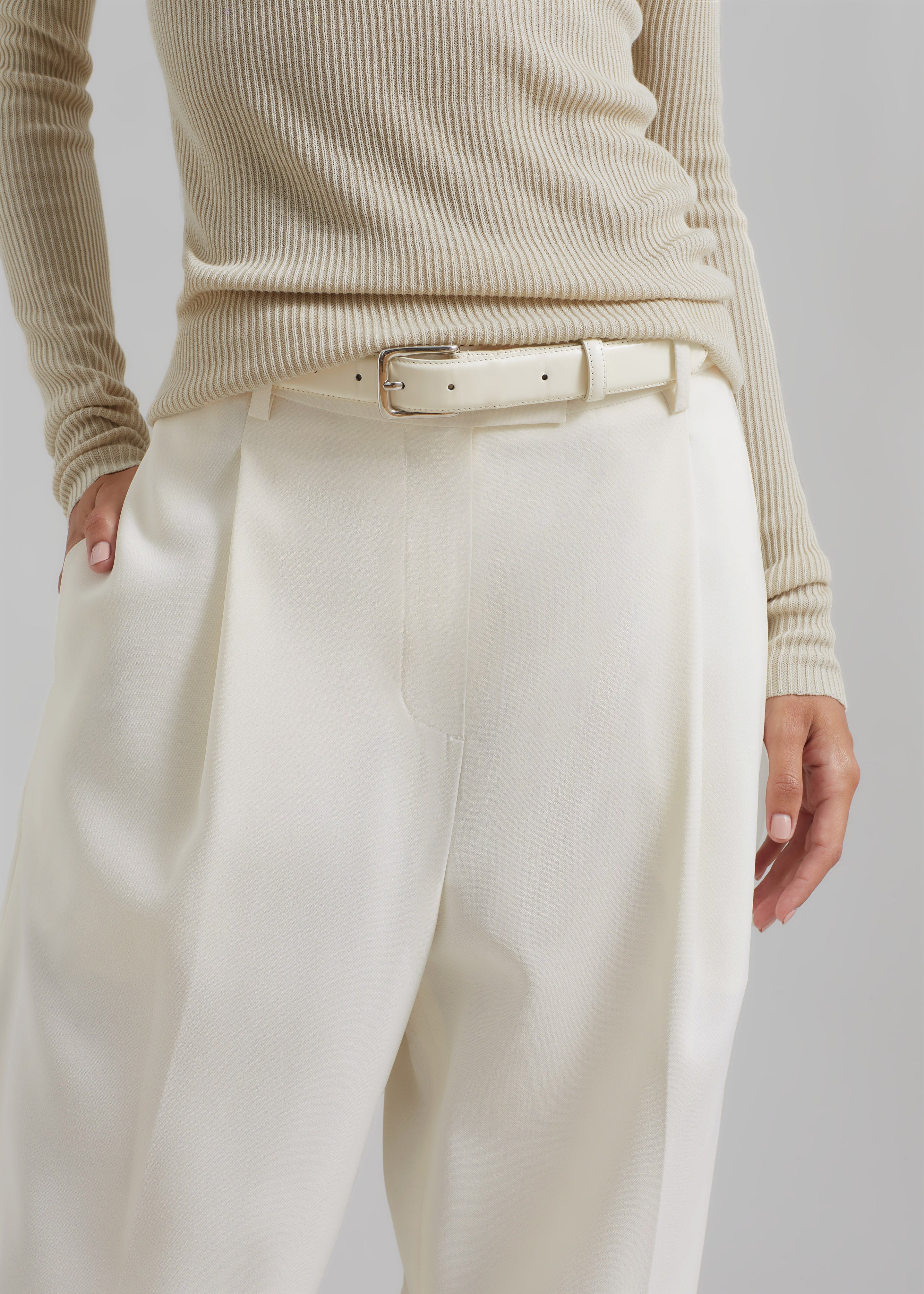 Riani Pull On Straight Leg Smart Jersey Trouser Beige