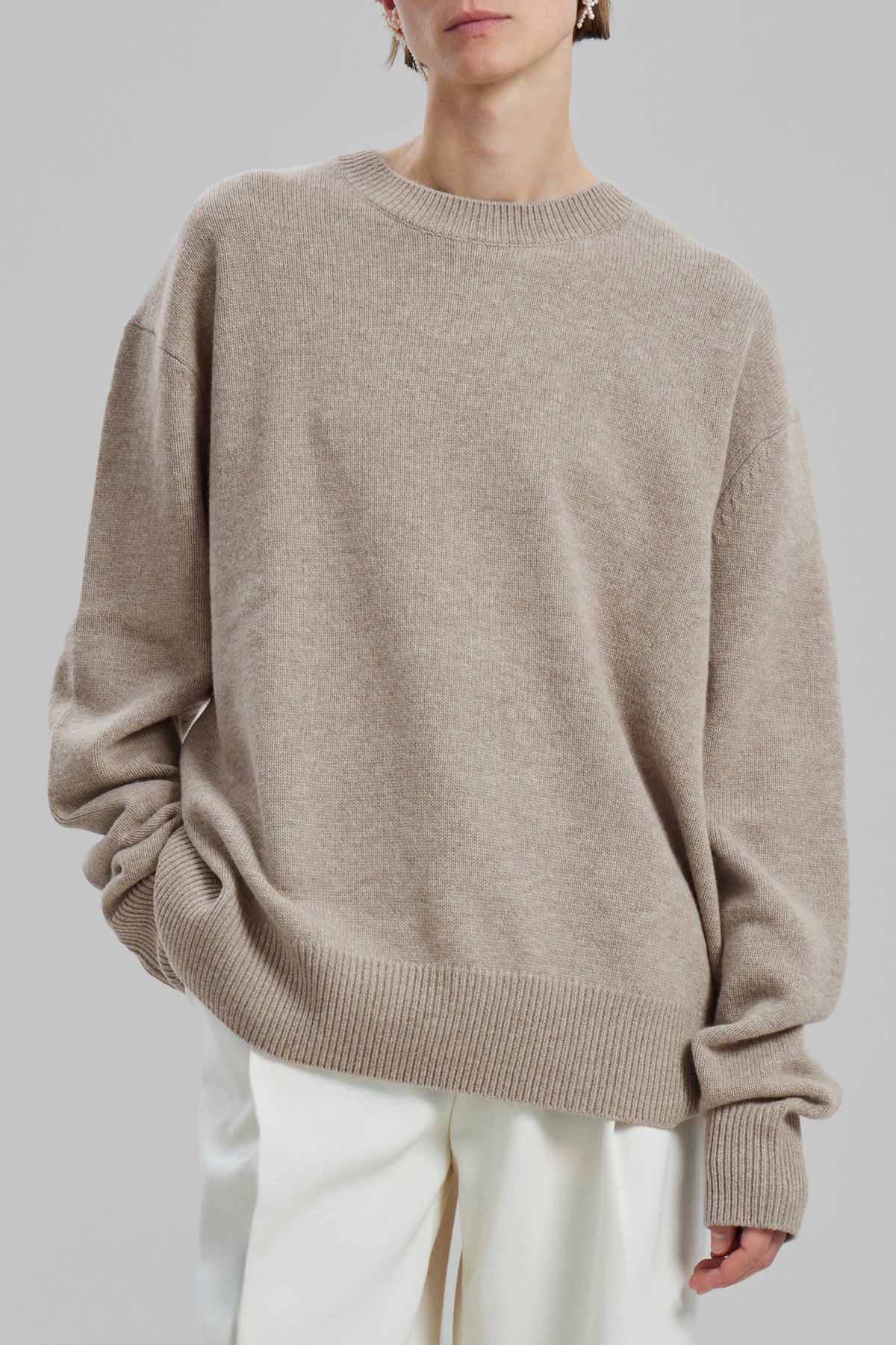 Quinton Crew Neck Sweater - Beige Melange - 3